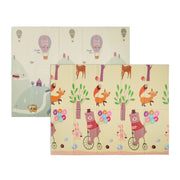 Spielmatte Strassen- u. Tiermotiv faltbar Weiss-Gelb-Rosa von Relaxdays