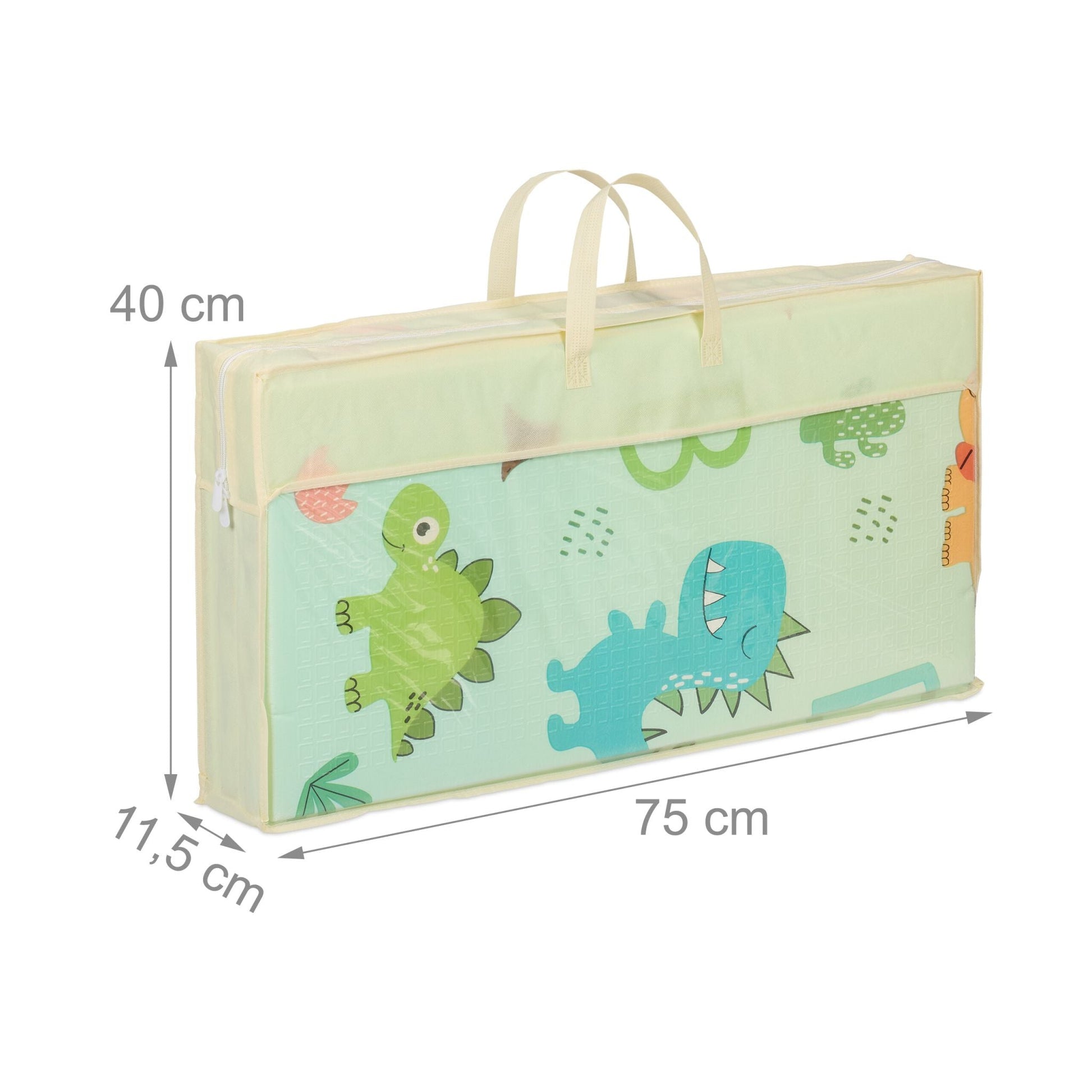Faltbare Spielmatte Dinosaurier und Zug Weiss-Grün-Hellblau von Relaxdays