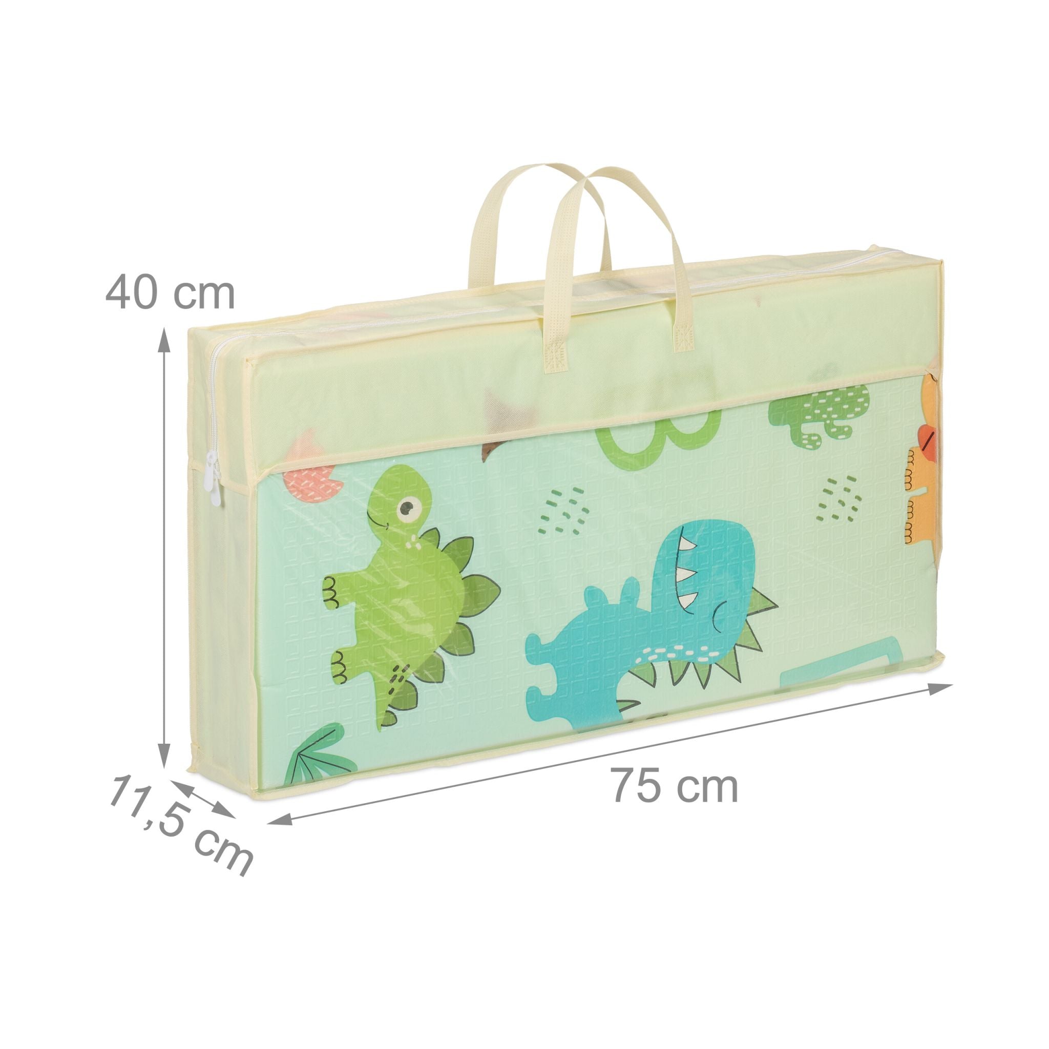 Faltbare Spielmatte Dinosaurier und Zug Weiss-Grün-Hellblau von Relaxdays