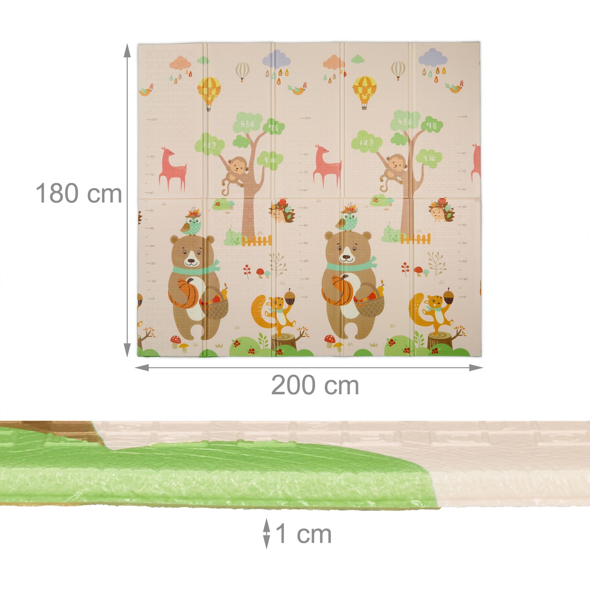 Faltbare Spielmatte Tiere Weiss-Lila-Rosa von Relaxdays