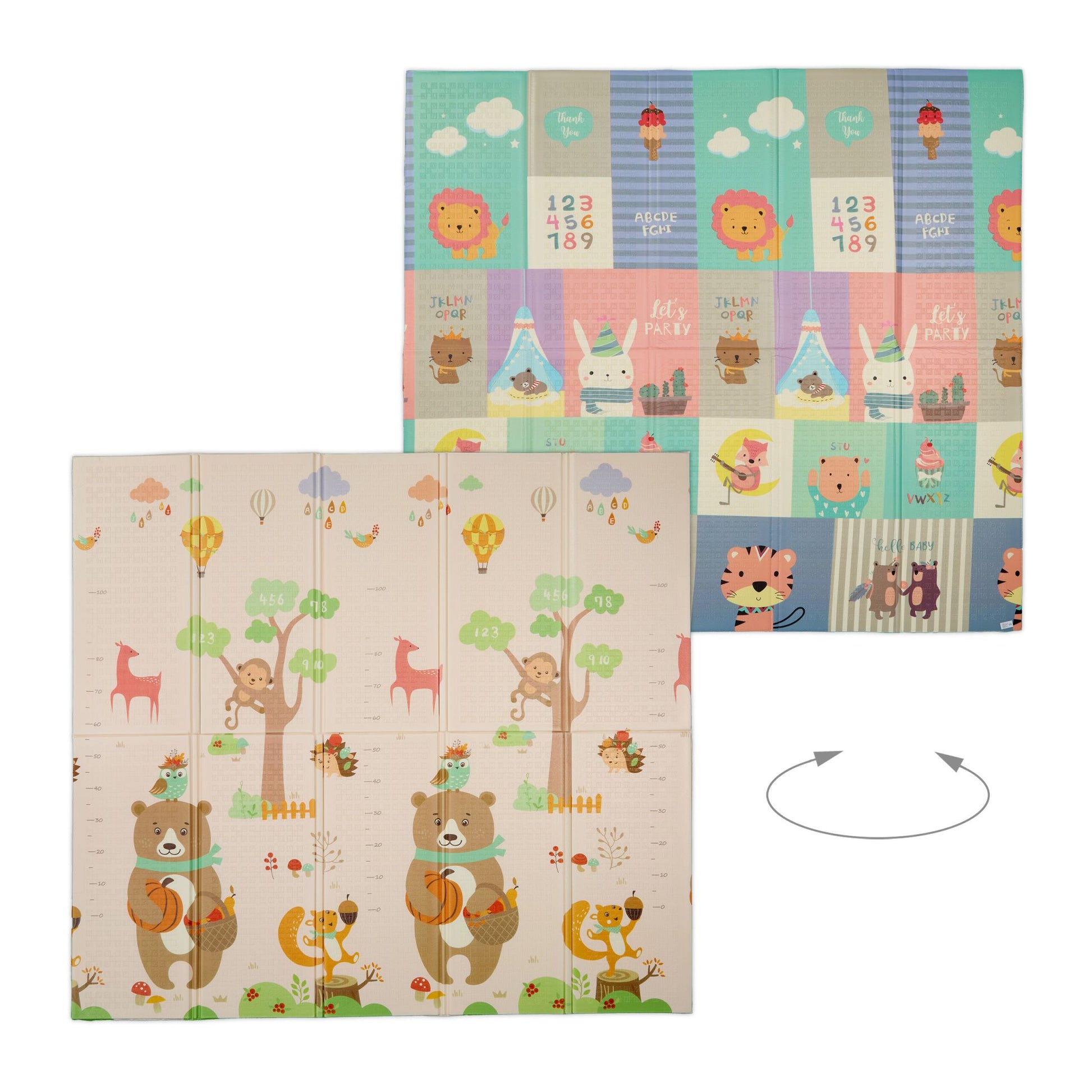 Faltbare Spielmatte Tiere Weiss-Lila-Rosa von Relaxdays