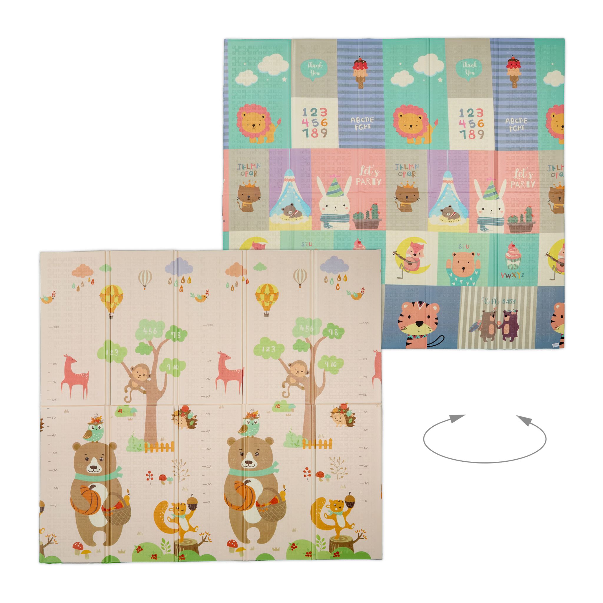 Faltbare Spielmatte Tiere Weiss-Lila-Rosa von Relaxdays