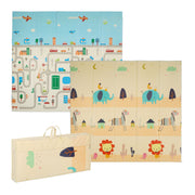 Faltbare Spielmatte Tiere und Strasse Weiss-Blau-Orange von Relaxdays