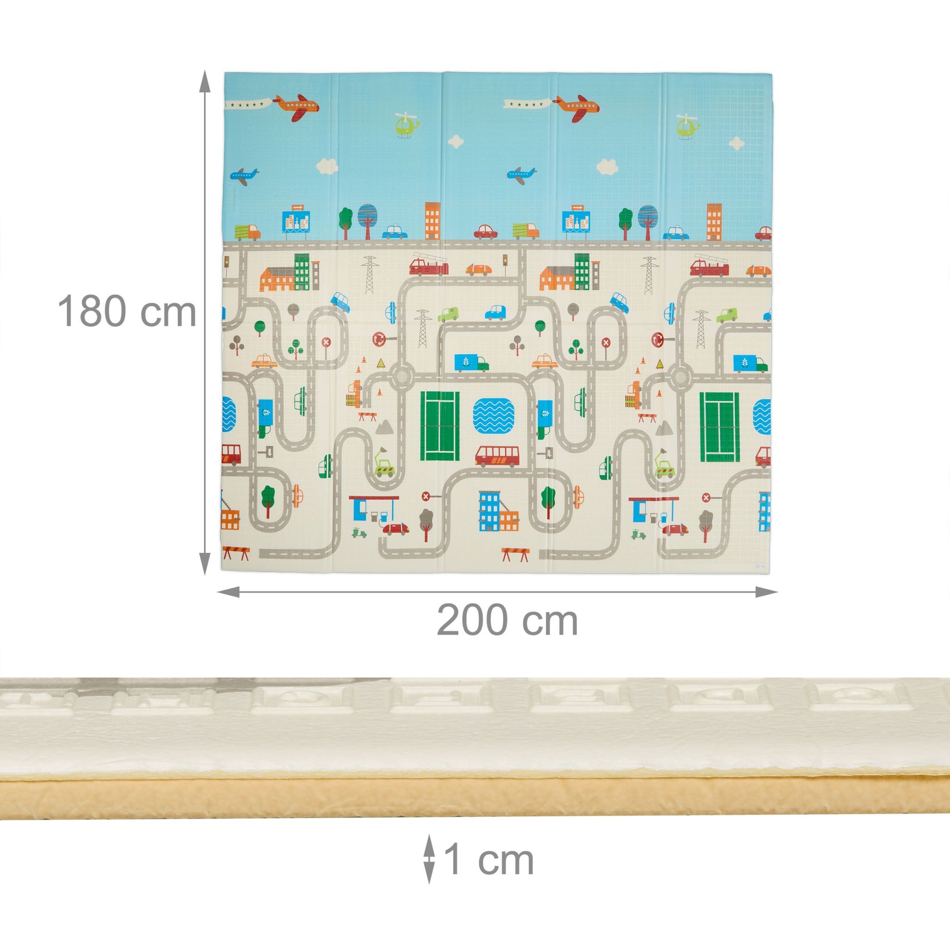 Faltbare Spielmatte Tiere und Strasse Weiss-Blau-Orange von Relaxdays