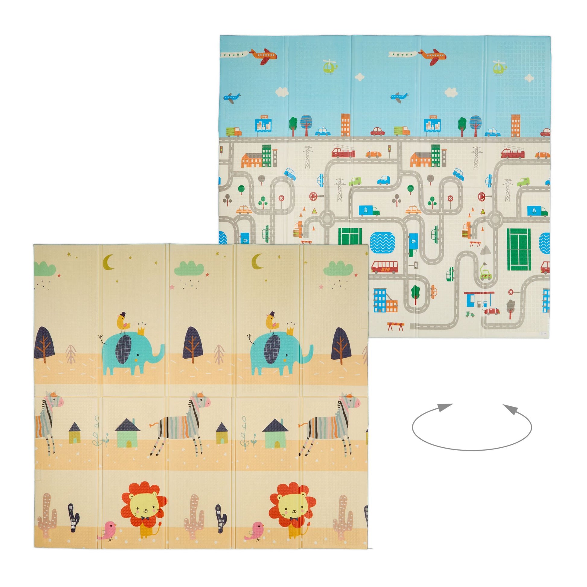Faltbare Spielmatte Tiere und Strasse Weiss-Blau-Orange von Relaxdays