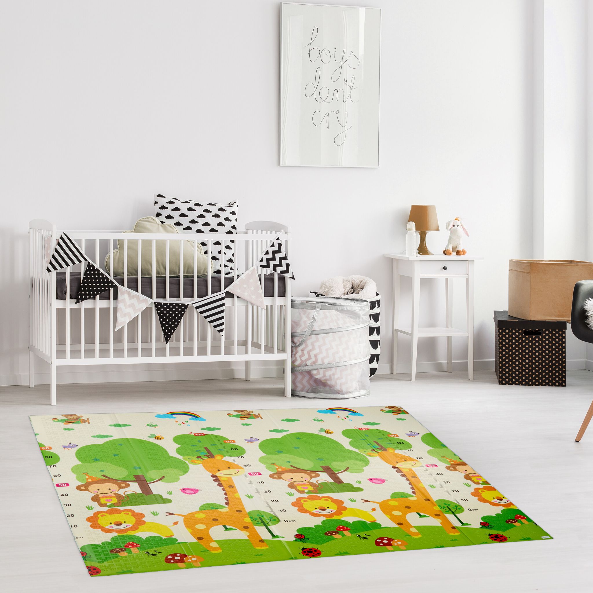 Faltbare Spielmatte Tiere Weiss-Grün-Hellblau von Relaxdays