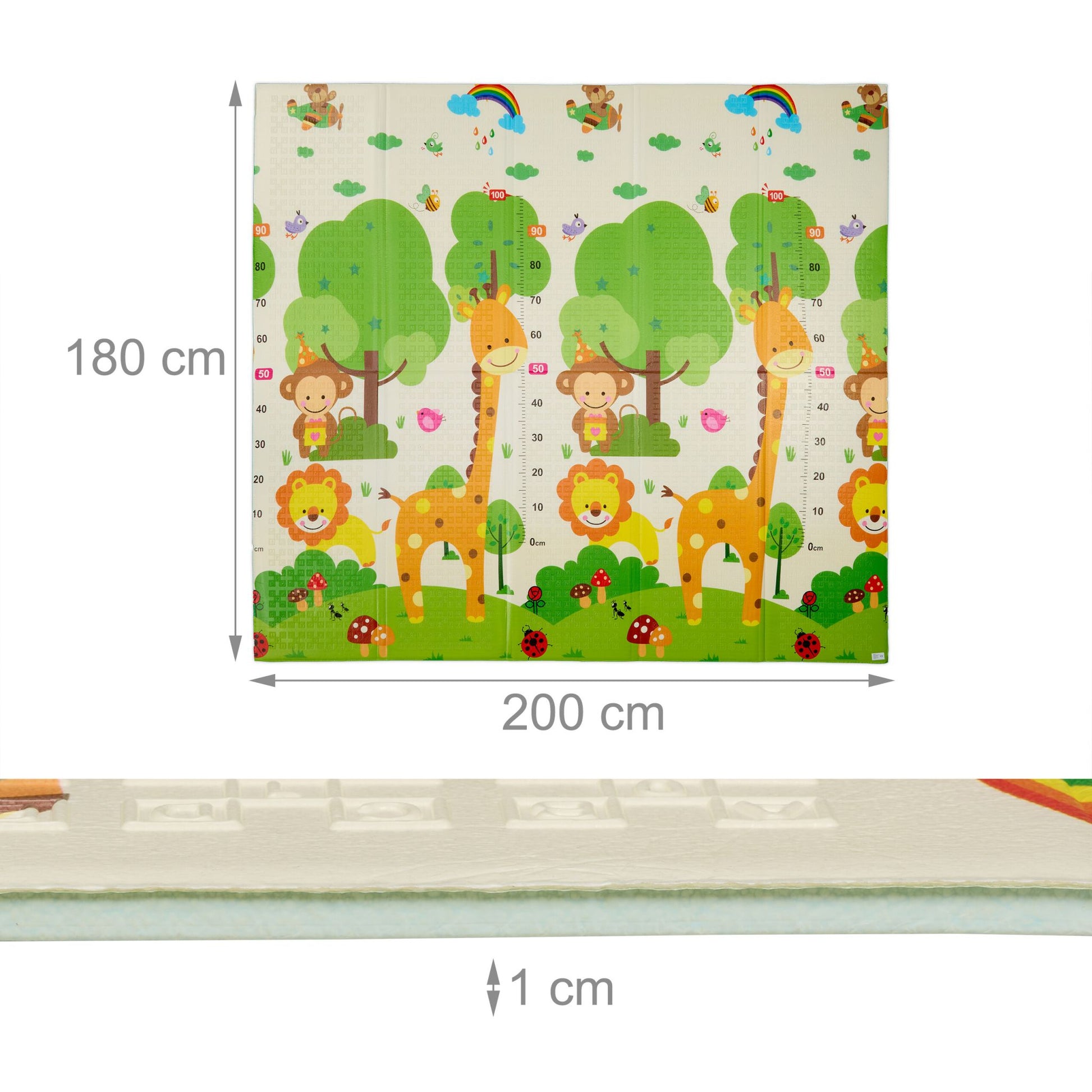 Faltbare Spielmatte Tiere Weiss-Grün-Hellblau von Relaxdays