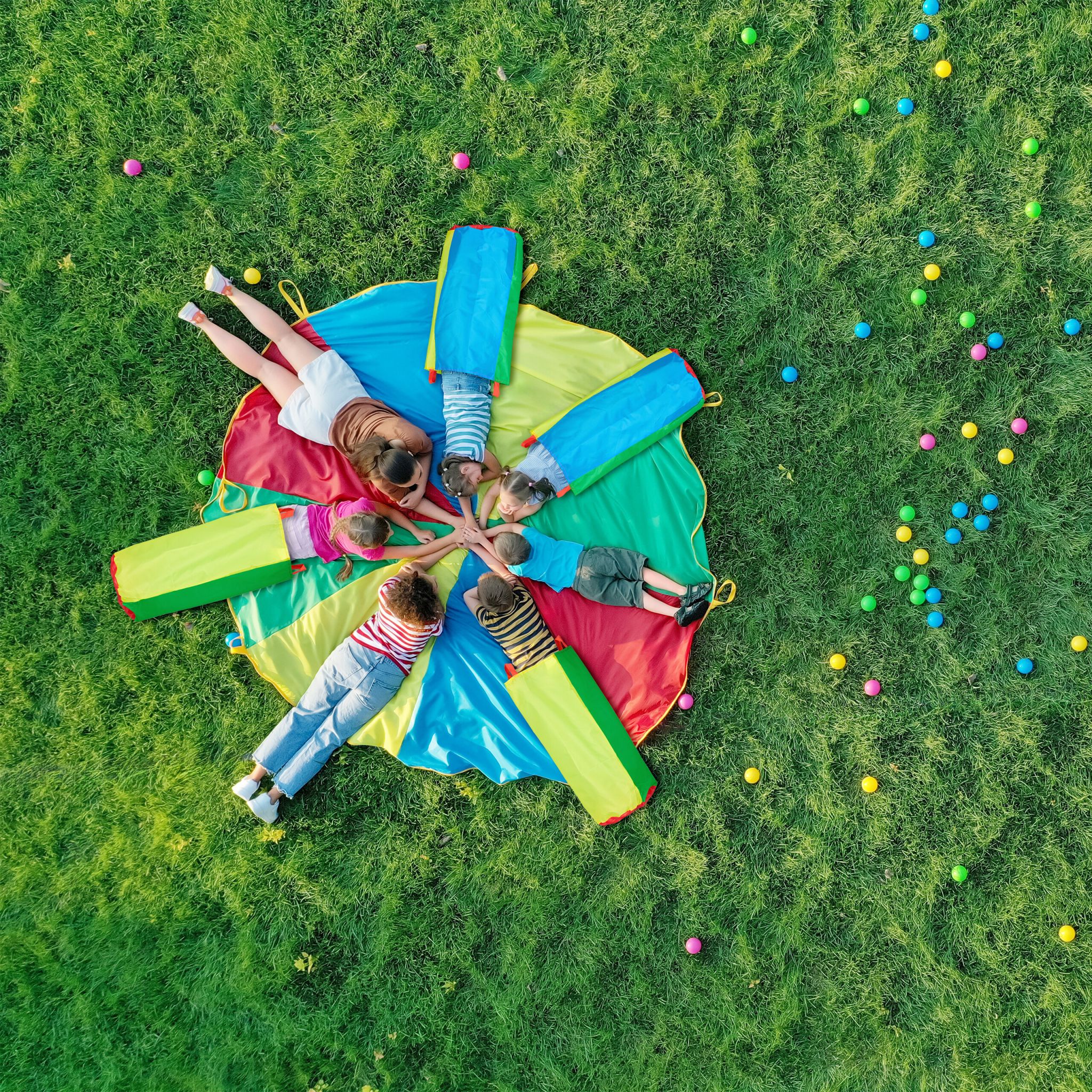 Hüpfsäcke für Kinder 4er-Set Blau-Grün-Rot von Relaxdays