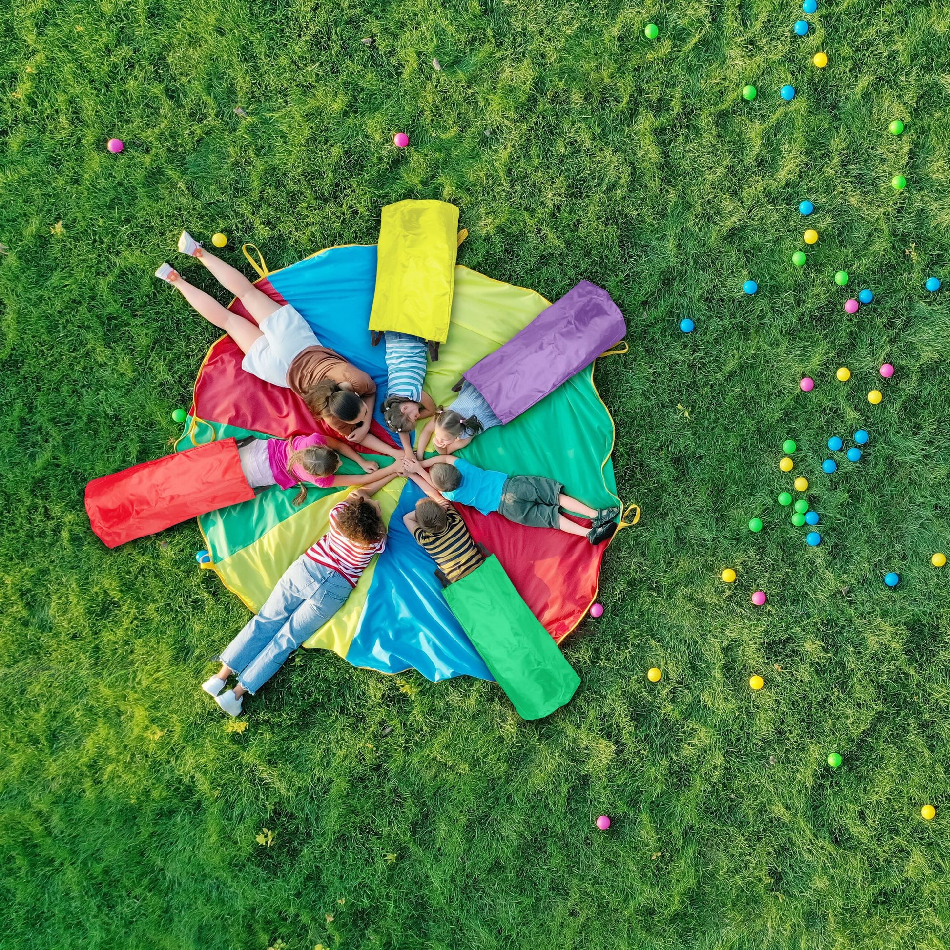 Hüpfsäcke für Kinder 4er-Set Grün-Lila-Rot von Relaxdays