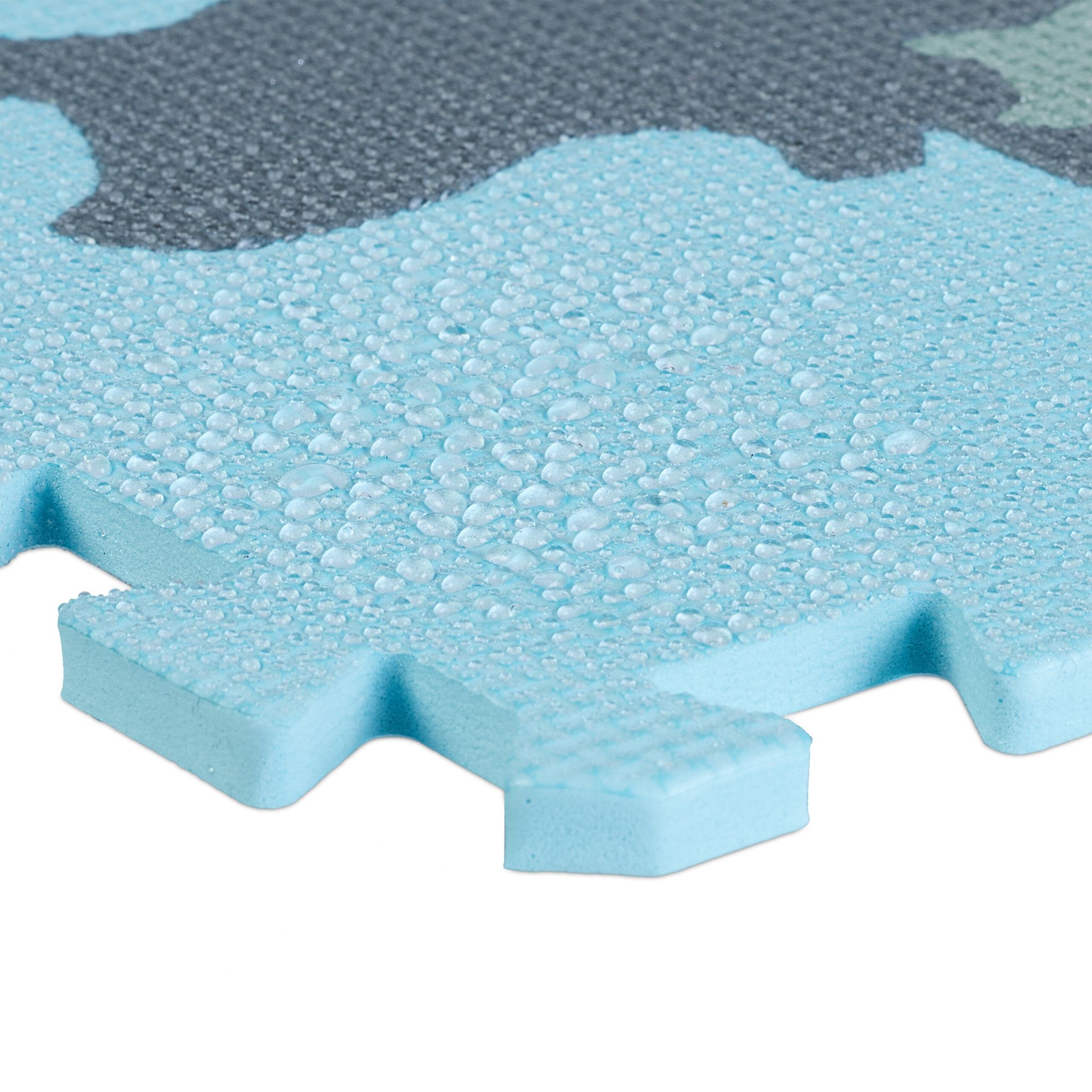 Puzzlematte Tiere Anthrazit-Weiss-Hellblau von Relaxdays