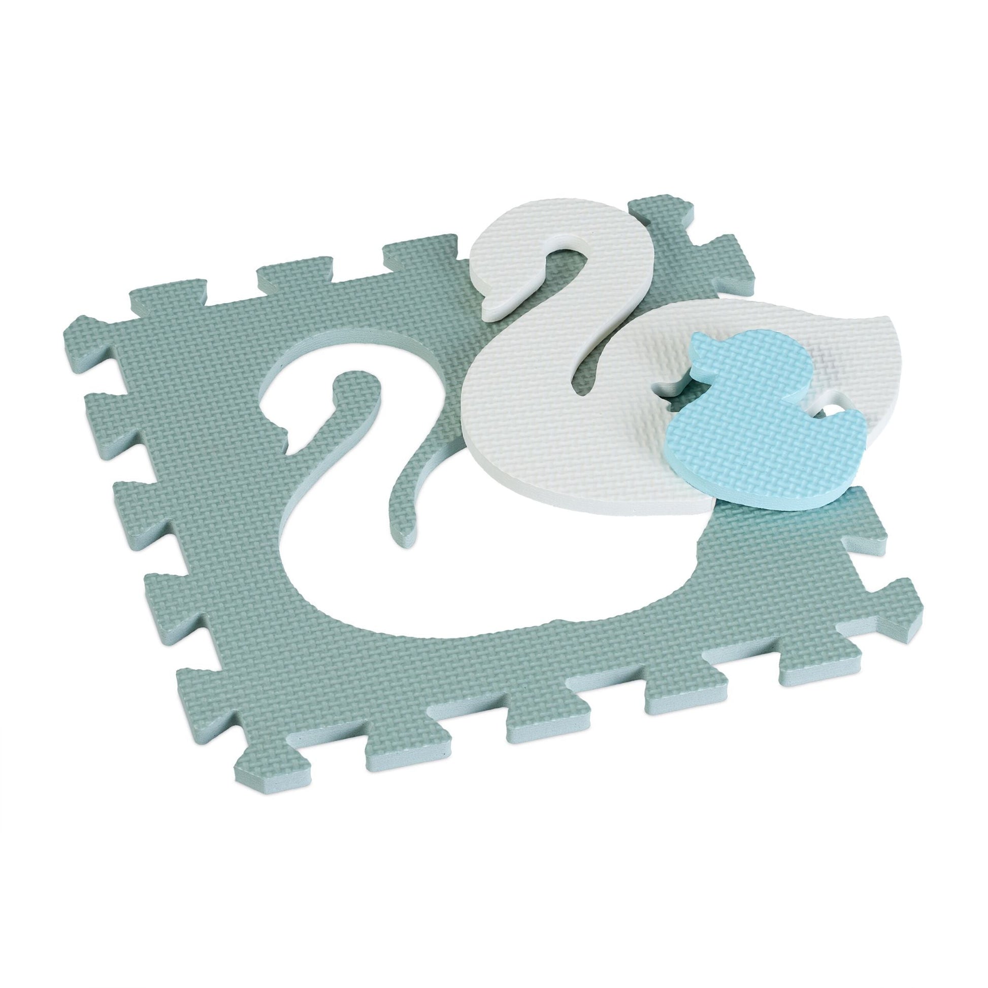 Puzzlematte Tiere Anthrazit-Weiss-Hellblau von Relaxdays