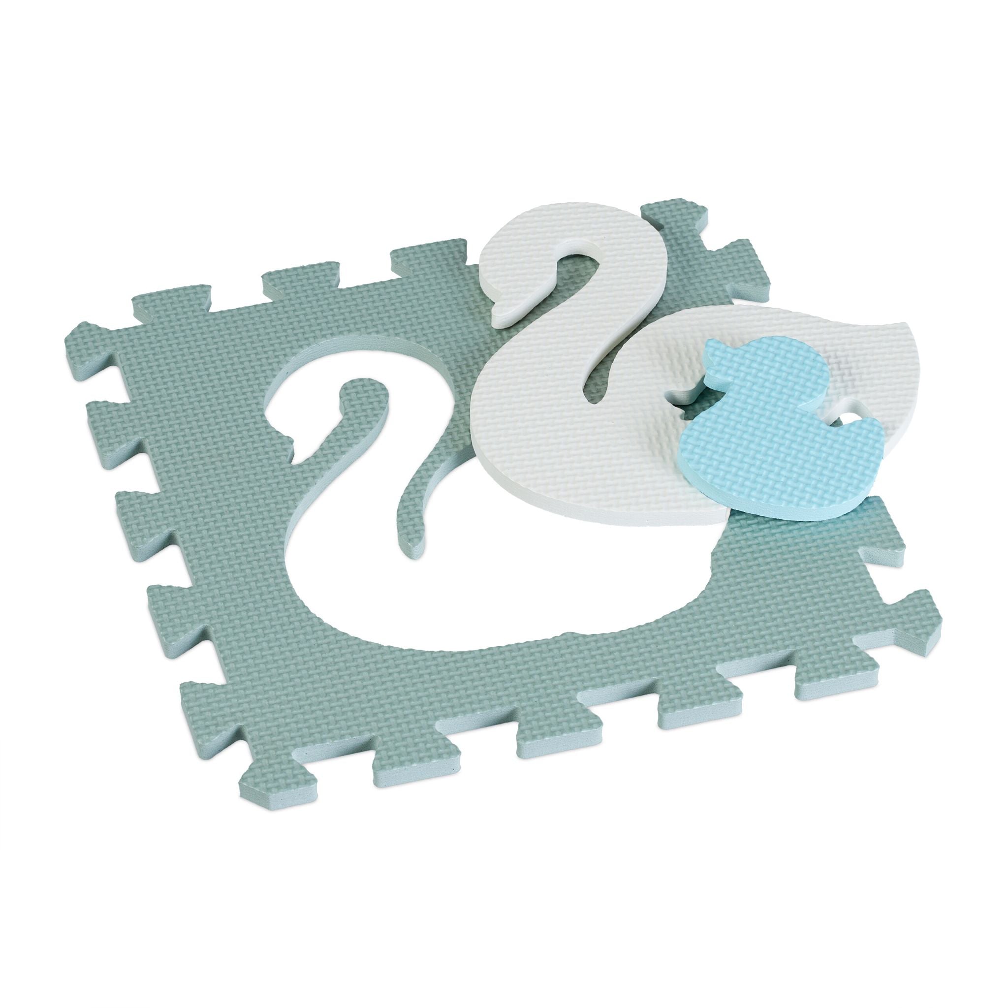 Puzzlematte Tiere Anthrazit-Weiss-Hellblau von Relaxdays