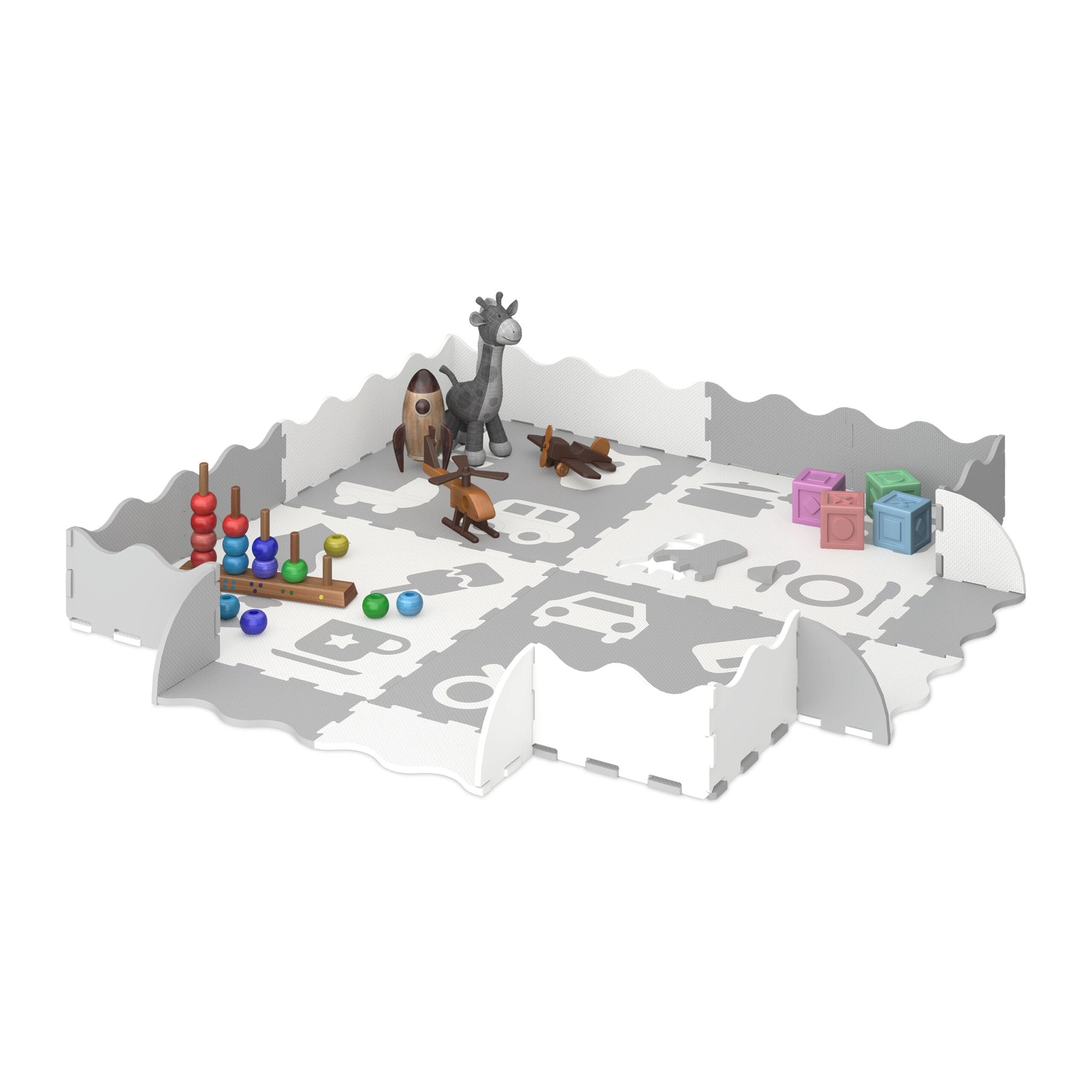 Puzzlematte Symbole Weiss-Grau von Relaxdays