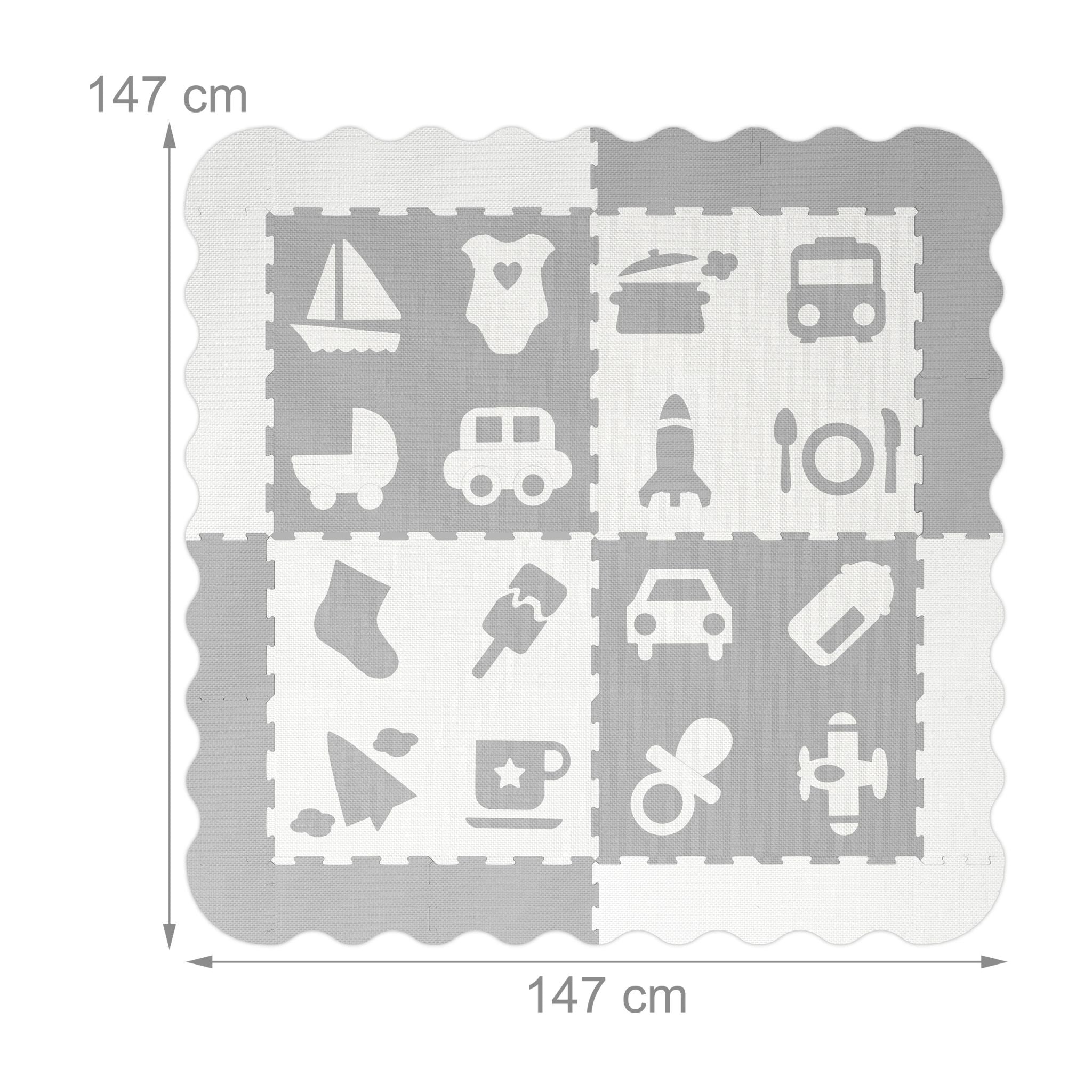Puzzlematte Symbole Weiss-Grau von Relaxdays