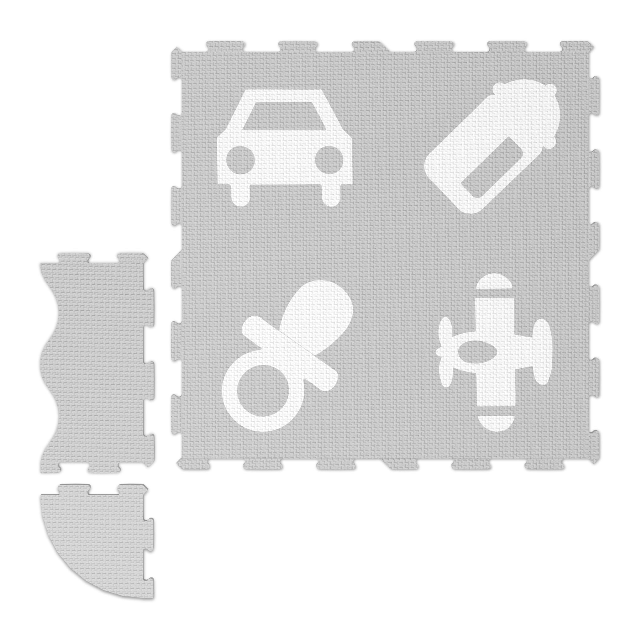 Puzzlematte Symbole Weiss-Grau von Relaxdays