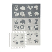 Puzzlematte Tiere Anthrazit-Weiss-Grau von Relaxdays