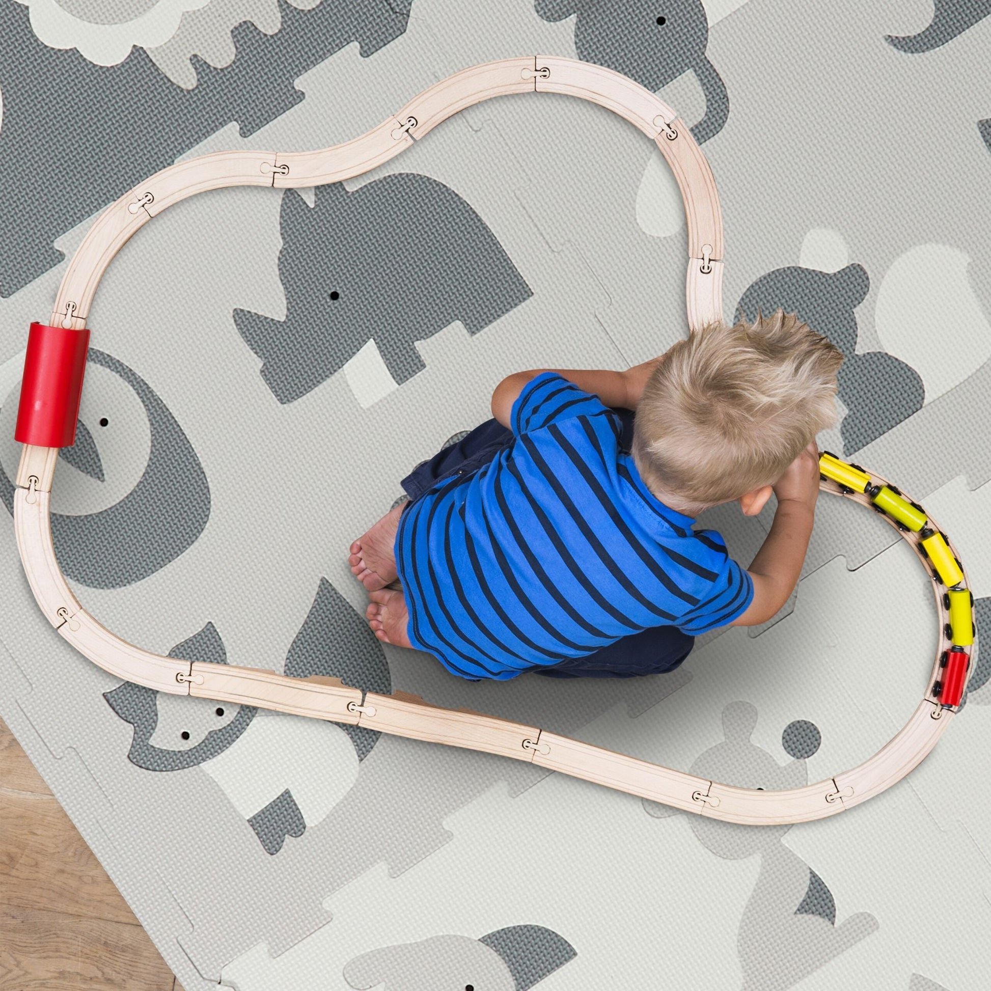 Puzzlematte Tiere Anthrazit-Weiss-Grau von Relaxdays