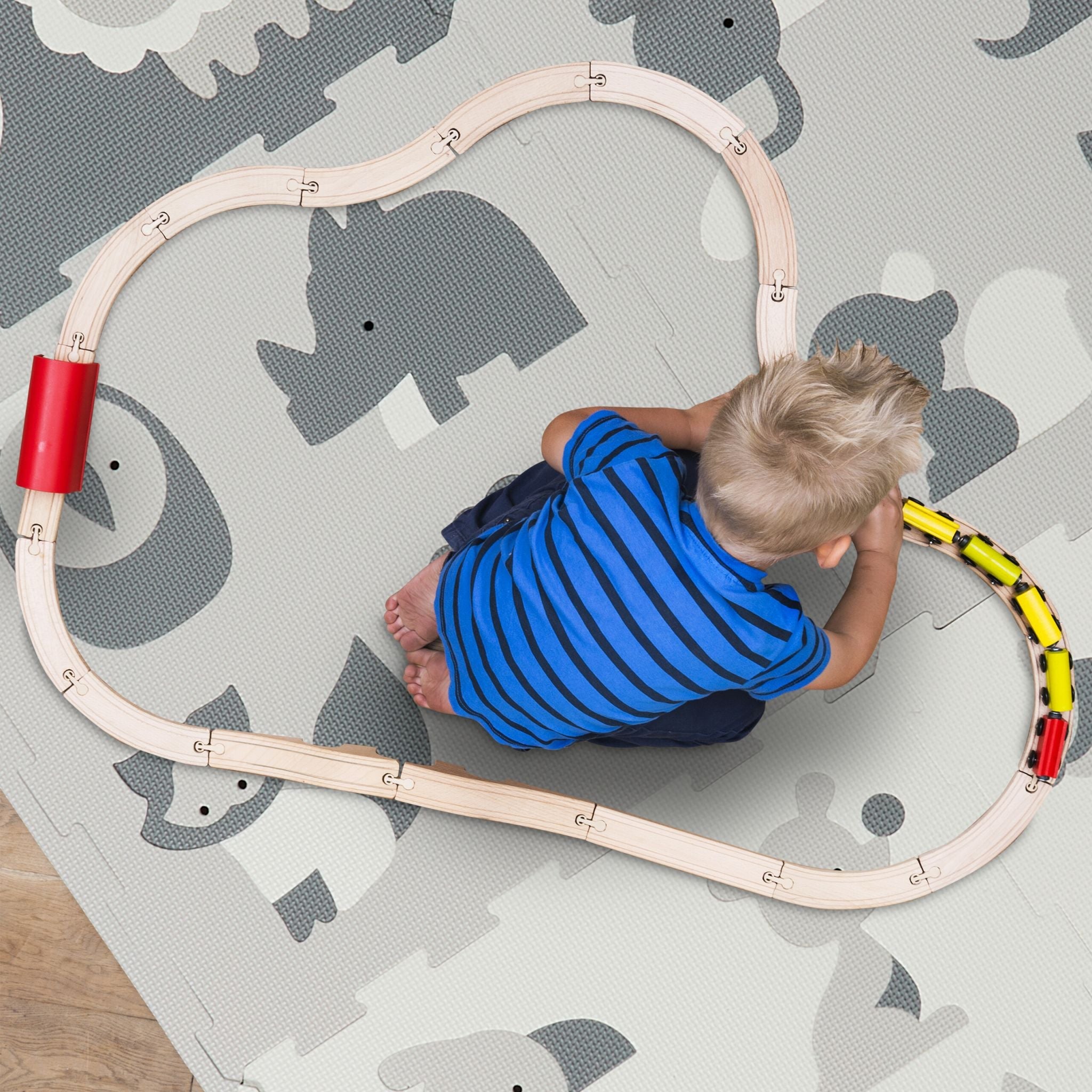 Puzzlematte Tiere Anthrazit-Weiss-Grau von Relaxdays