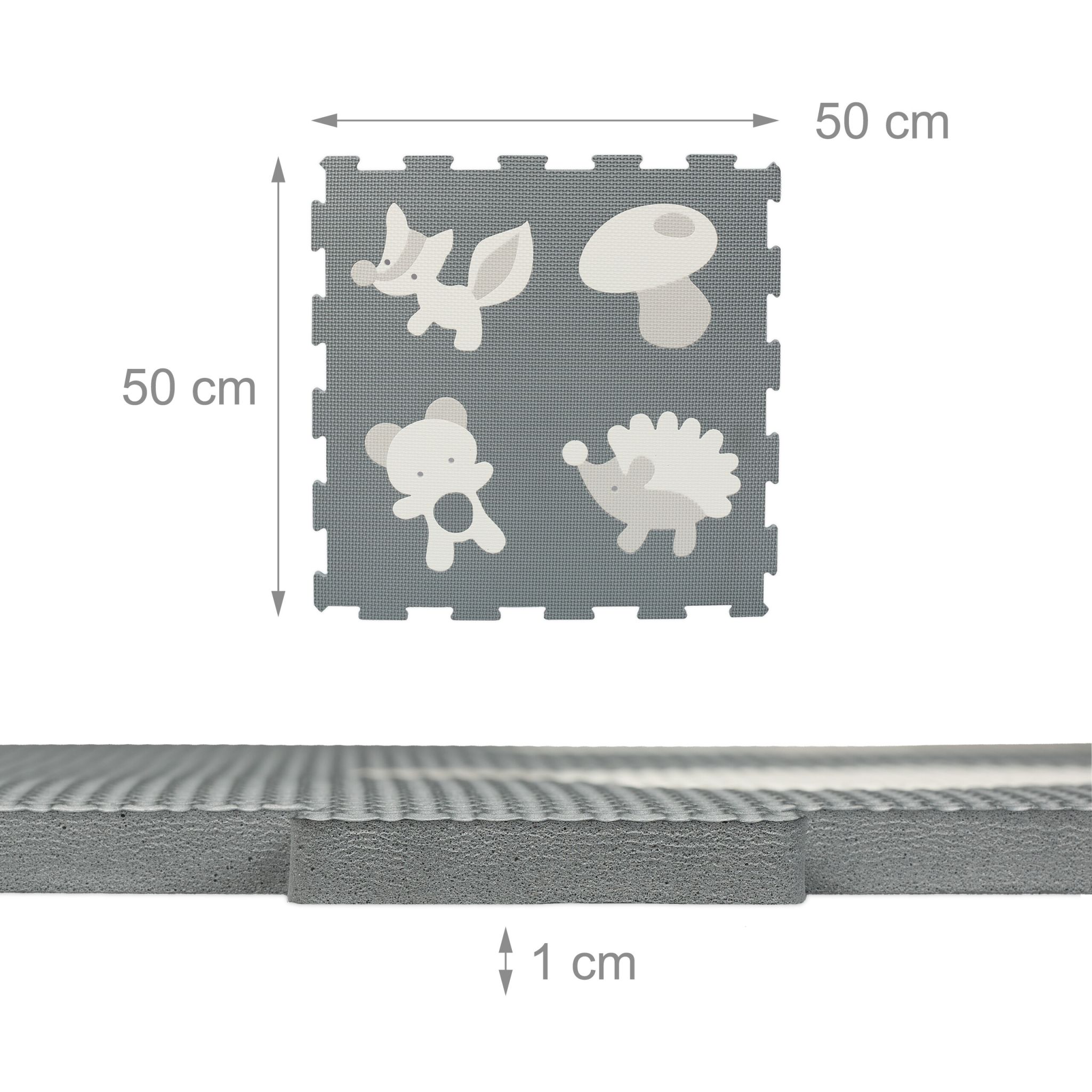 Puzzlematte Tiere Anthrazit-Weiss-Grau von Relaxdays