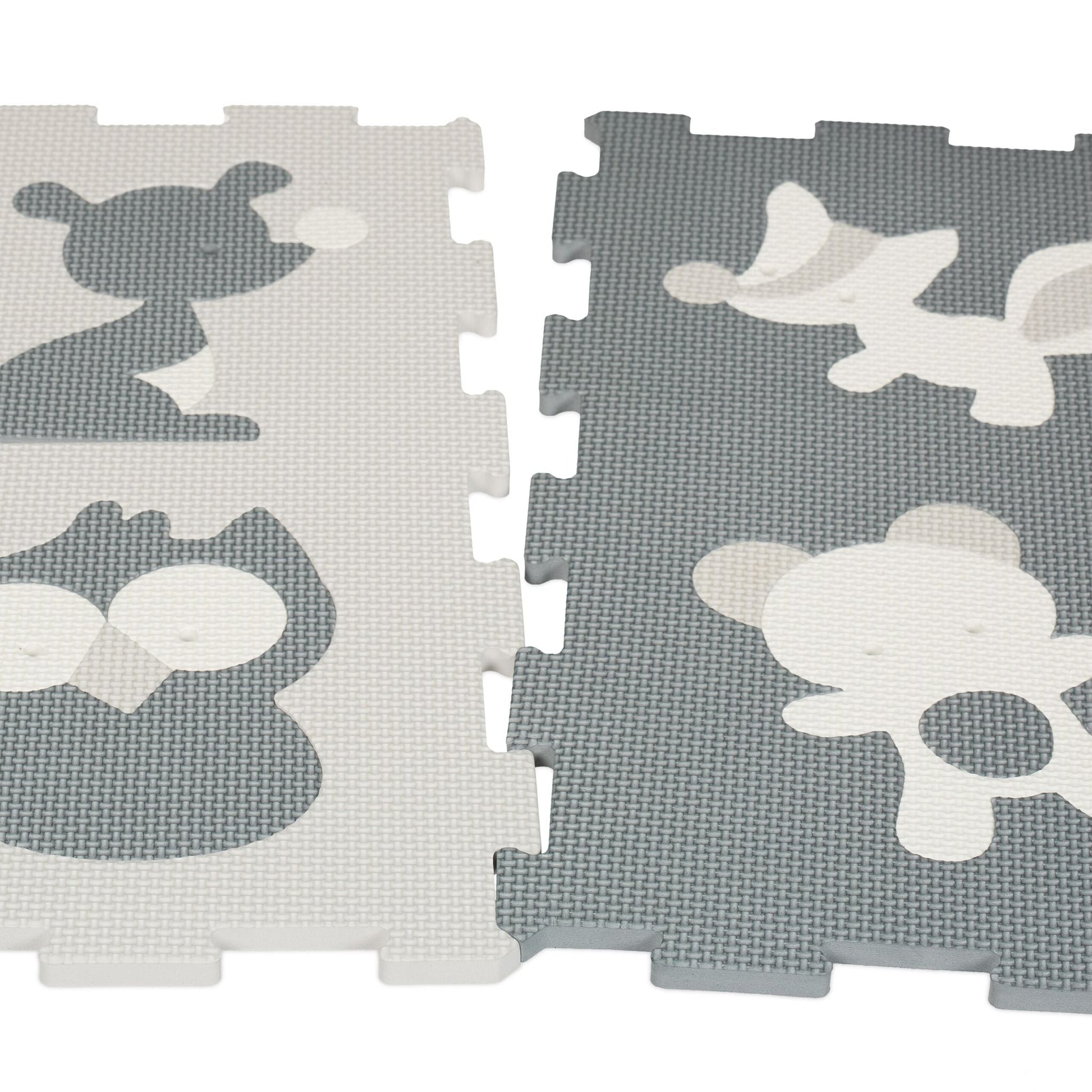 Puzzlematte Tiere Anthrazit-Weiss-Grau von Relaxdays