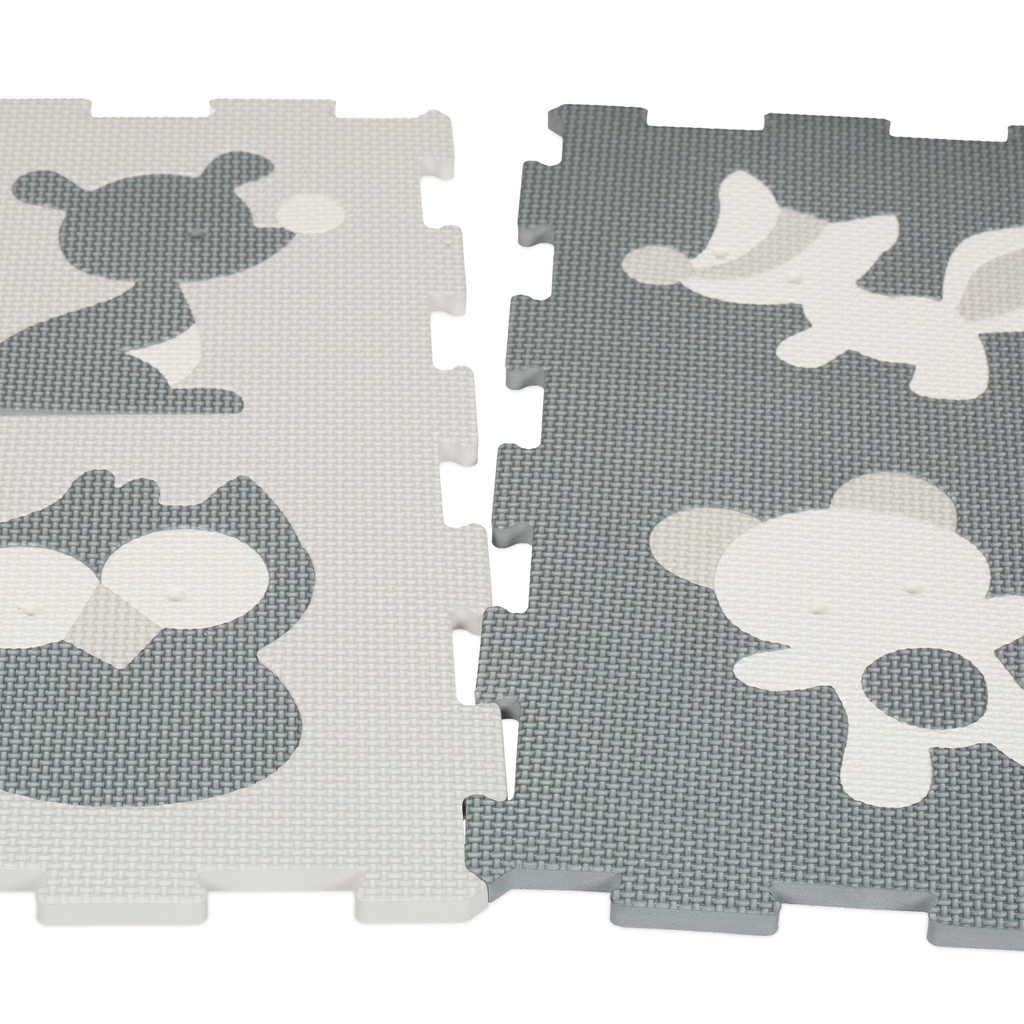 Puzzlematte Tiere Anthrazit-Weiss-Grau von Relaxdays