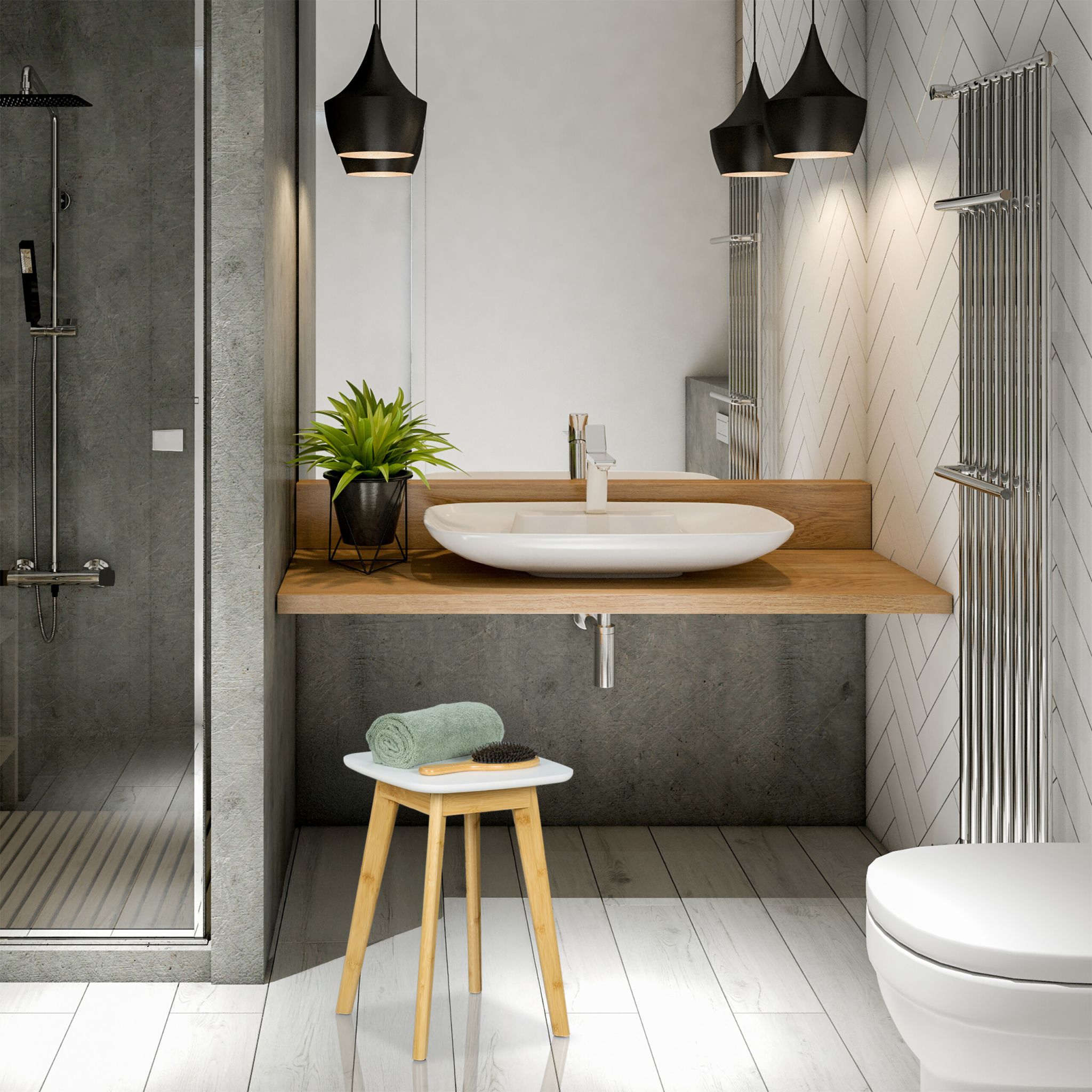 Esszimmerhocker Bambus Weiss-Hellbraun von Relaxdays
