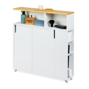 Nischenschrank mit Bambusablage Weiss-Hellbraun