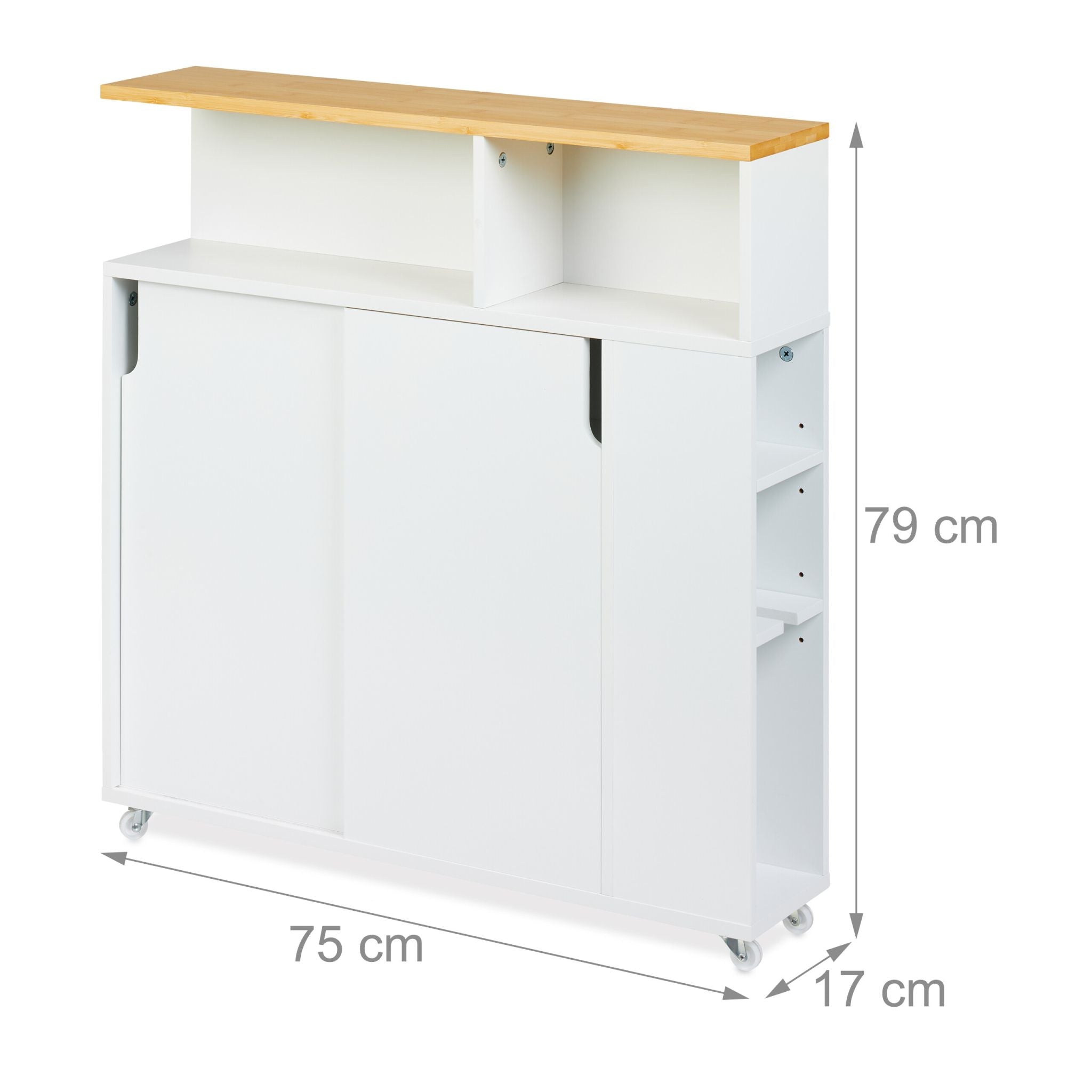 Nischenschrank mit Bambusablage Weiss-Hellbraun