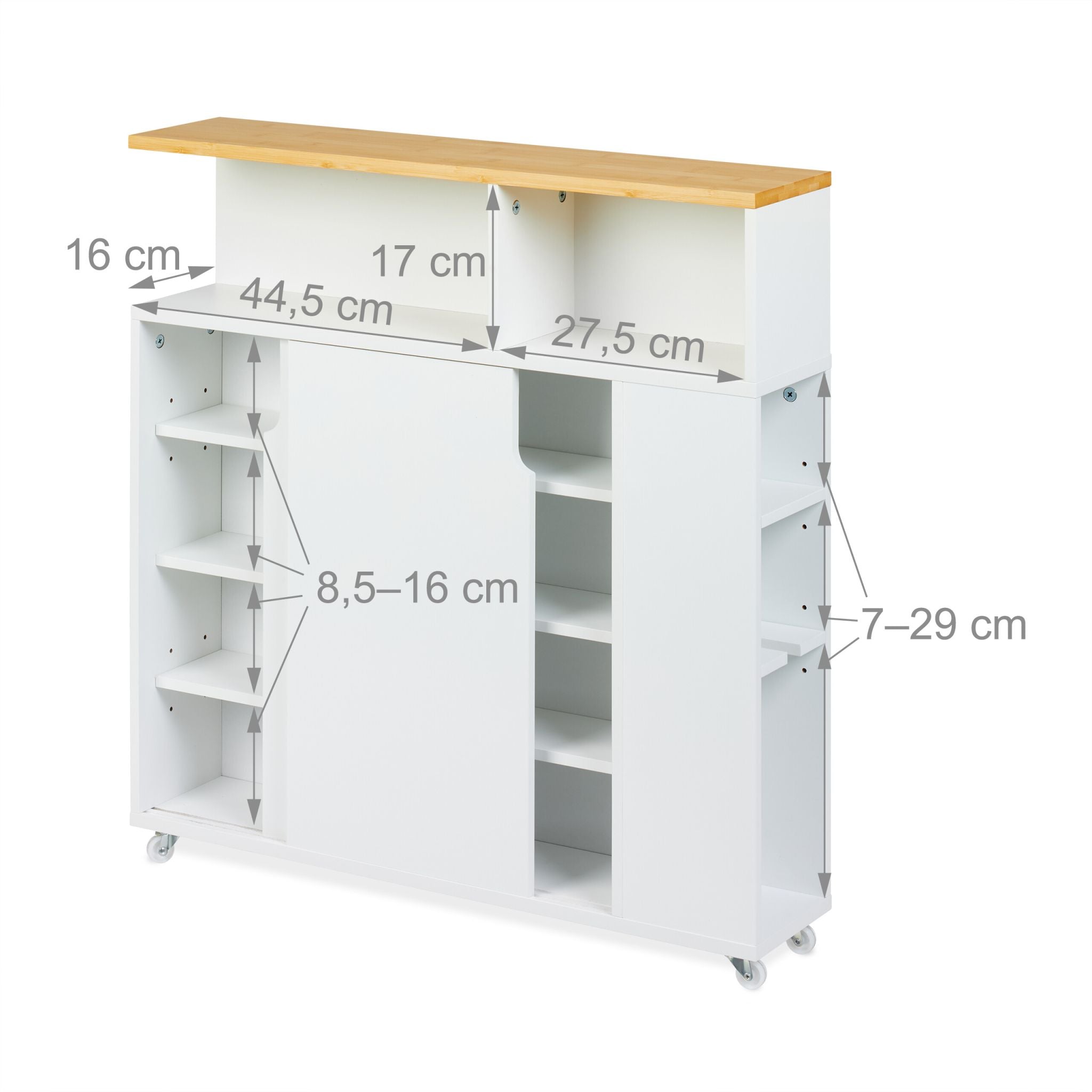 Nischenschrank mit Bambusablage Weiss-Hellbraun