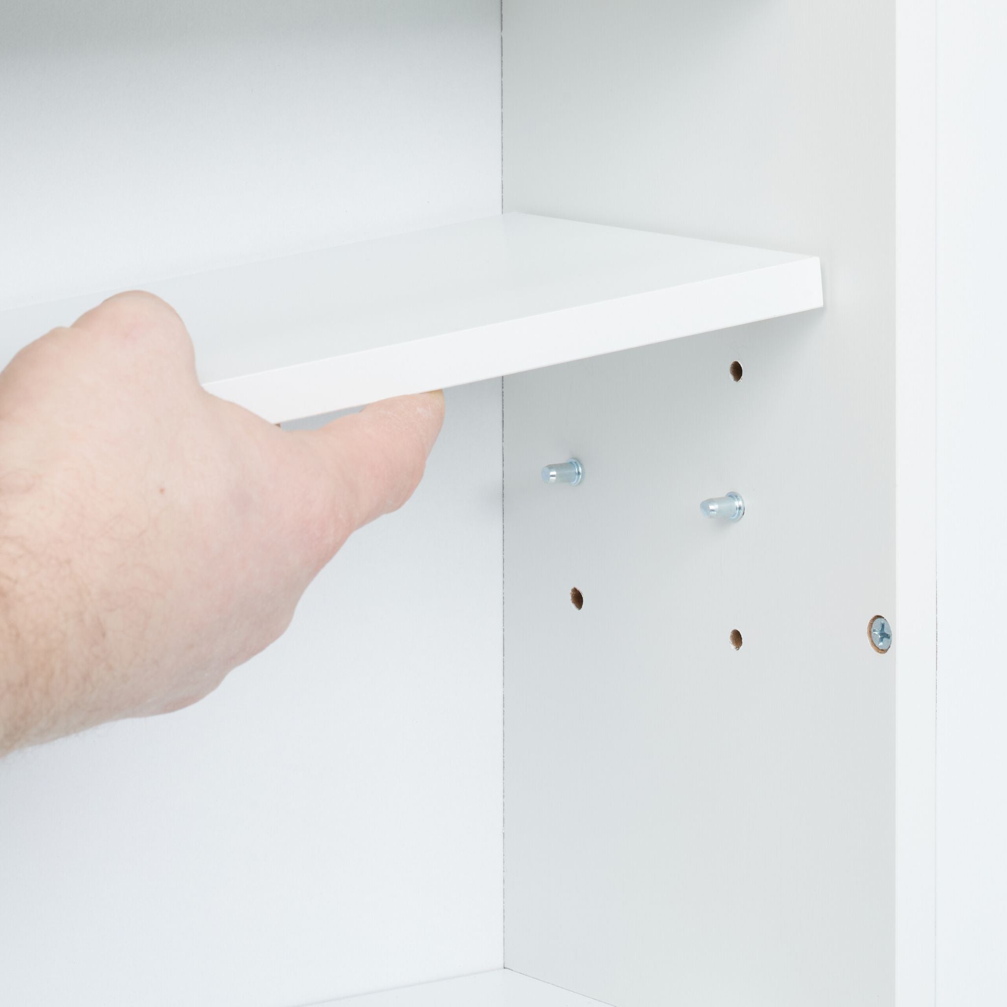 Nischenschrank mit Bambusablage Weiss-Hellbraun