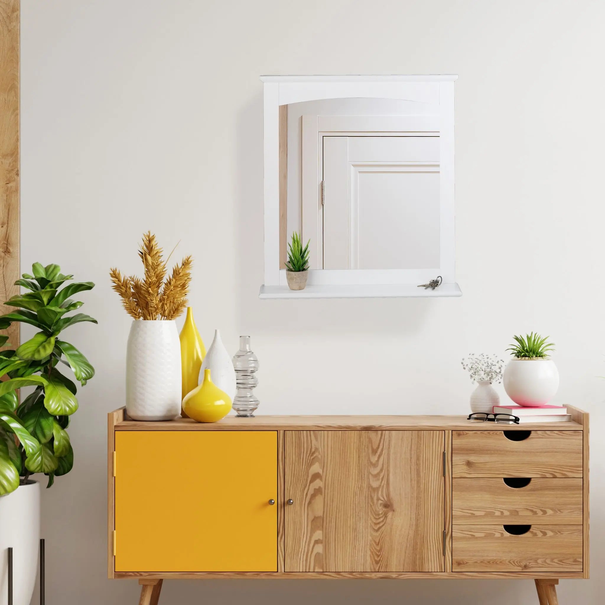 Badezimmerspiegel mit Ablage MDF Weiss von Relaxdays