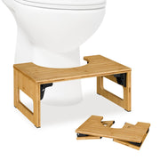 Klappbarer Toilettenhocker Bambus Hellbraun-Schwarz von Relaxdays