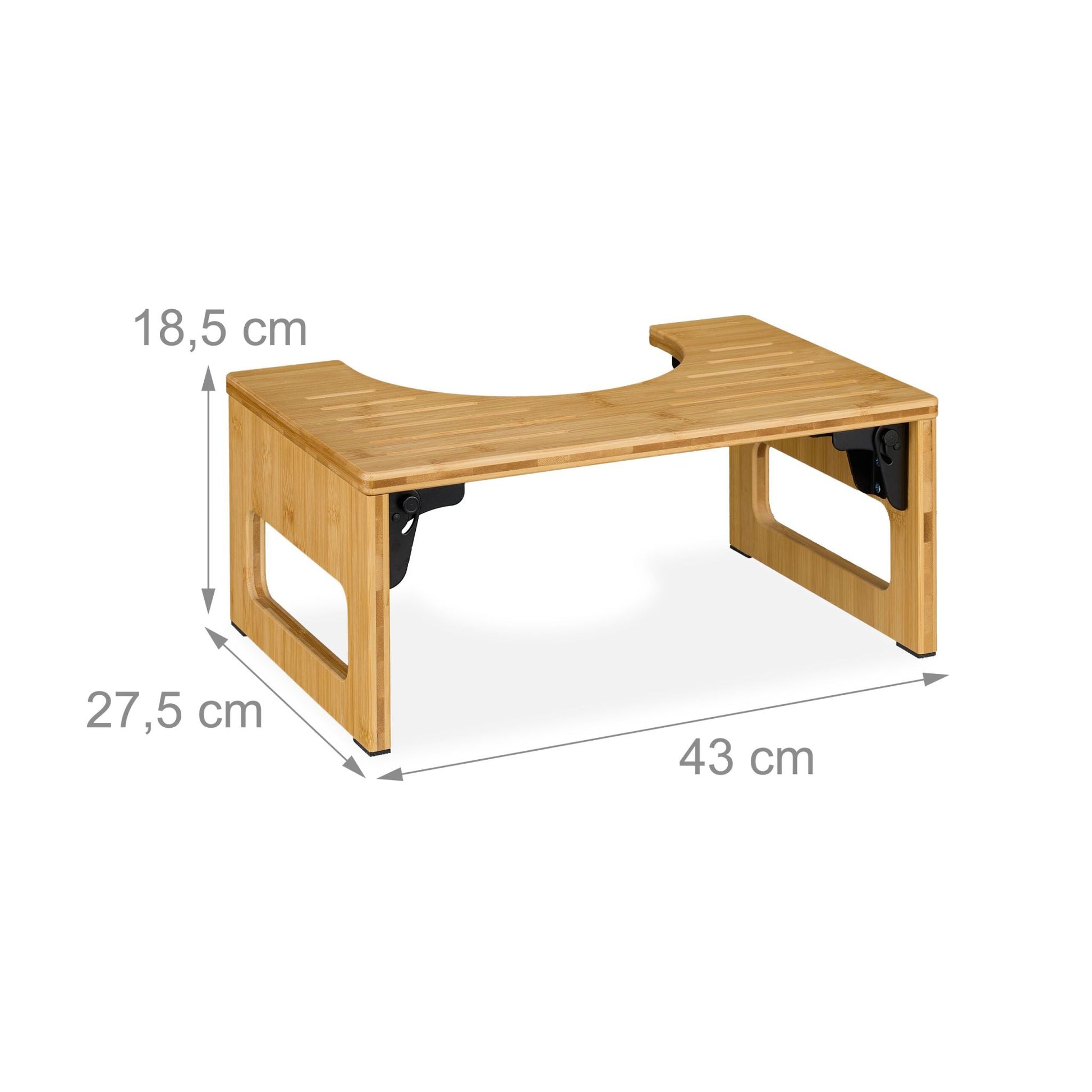 Klappbarer Toilettenhocker Bambus Hellbraun-Schwarz von Relaxdays