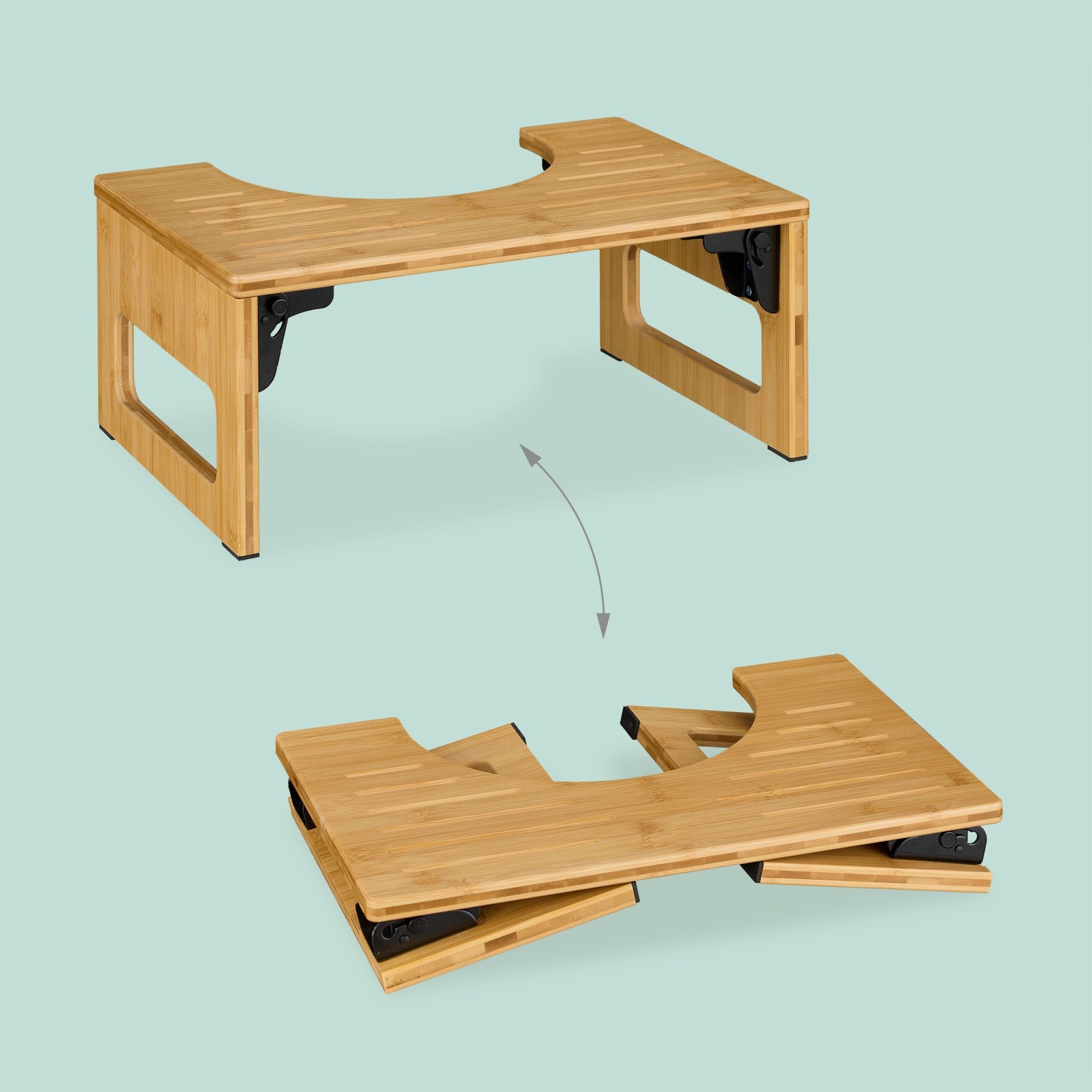 Klappbarer Toilettenhocker Bambus Hellbraun-Schwarz von Relaxdays