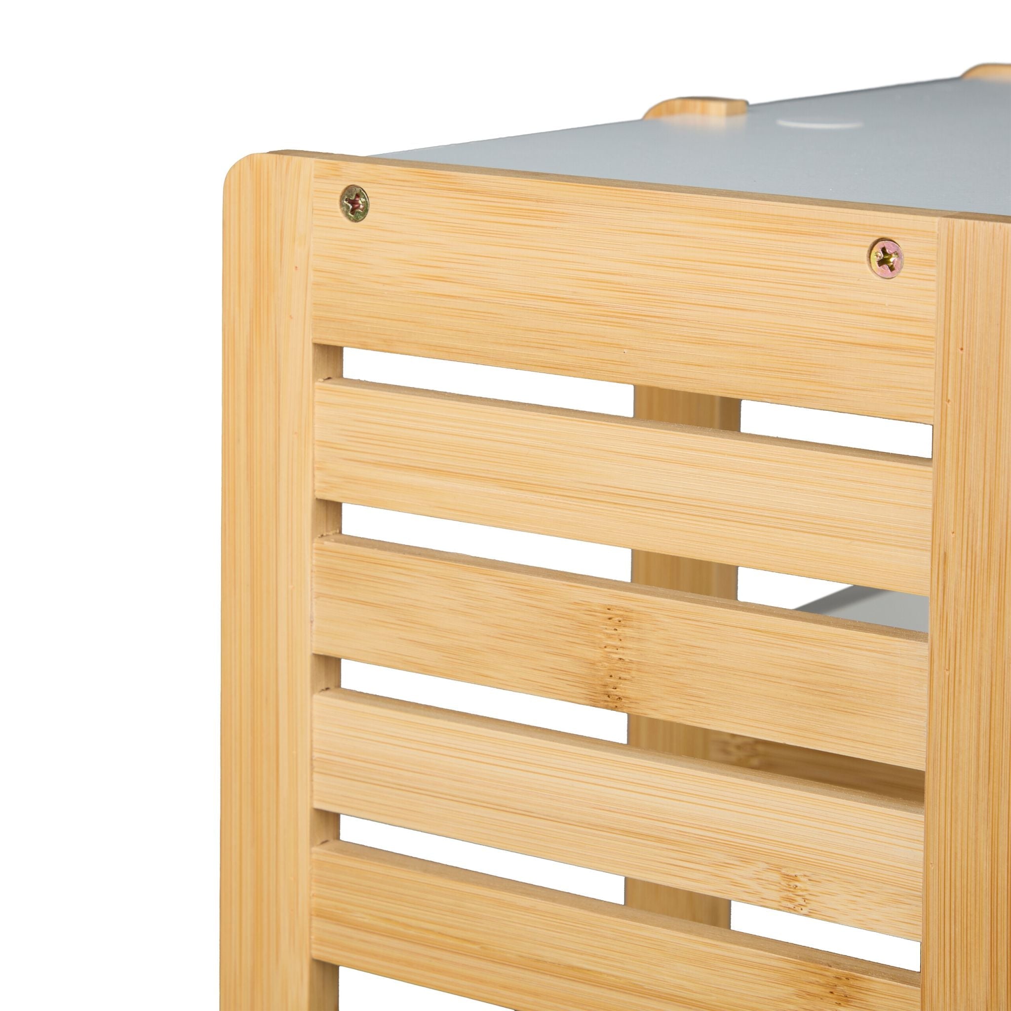 Badregal Bambus 3 Ablagen Weiss-Hellbraun von Relaxdays