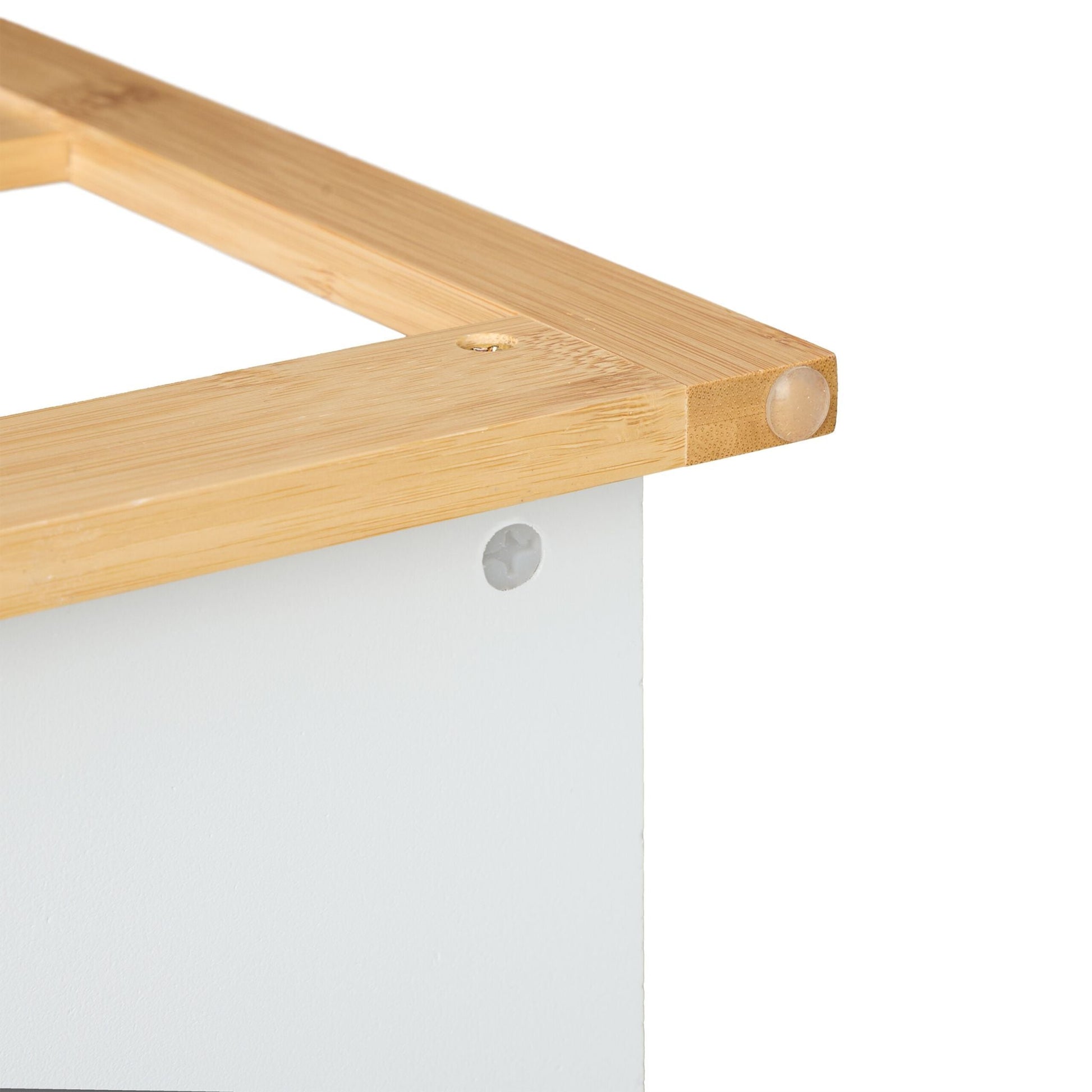 Badregal Bambus 3 Ablagen Weiss-Hellbraun von Relaxdays