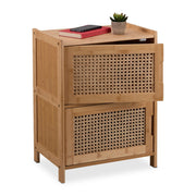 Beistellschrank mit 2 Rattan-Türen Hellbraun von Relaxdays