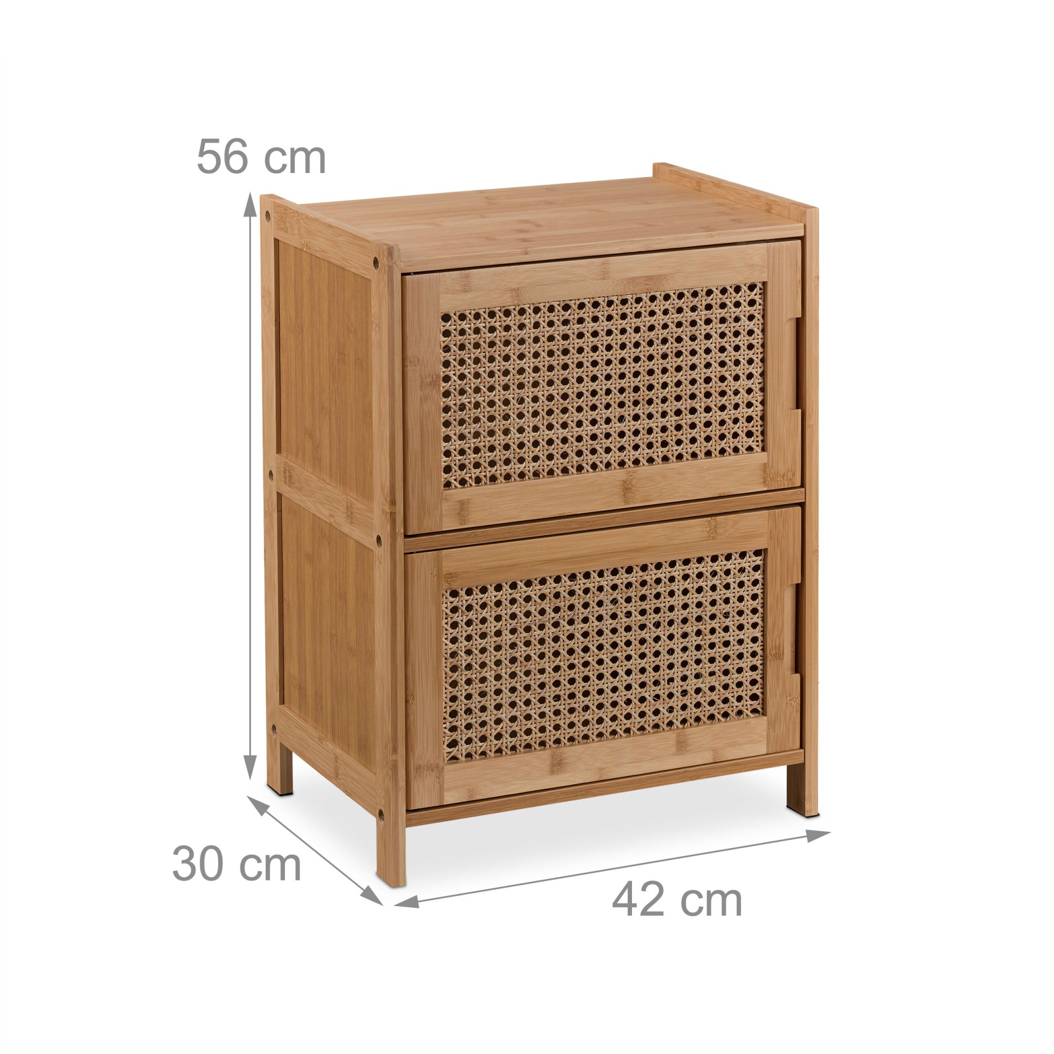 Beistellschrank mit 2 Rattan-Türen Hellbraun von Relaxdays
