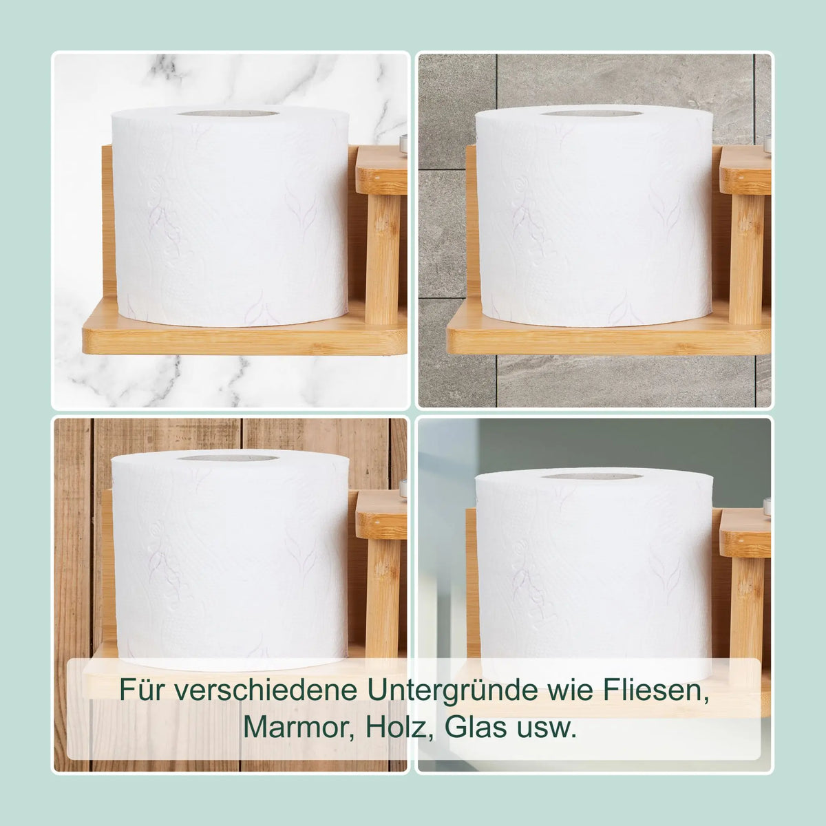 Bambus Toilettenpapierhalter 2 Ablagen Hellbraun von Relaxdays