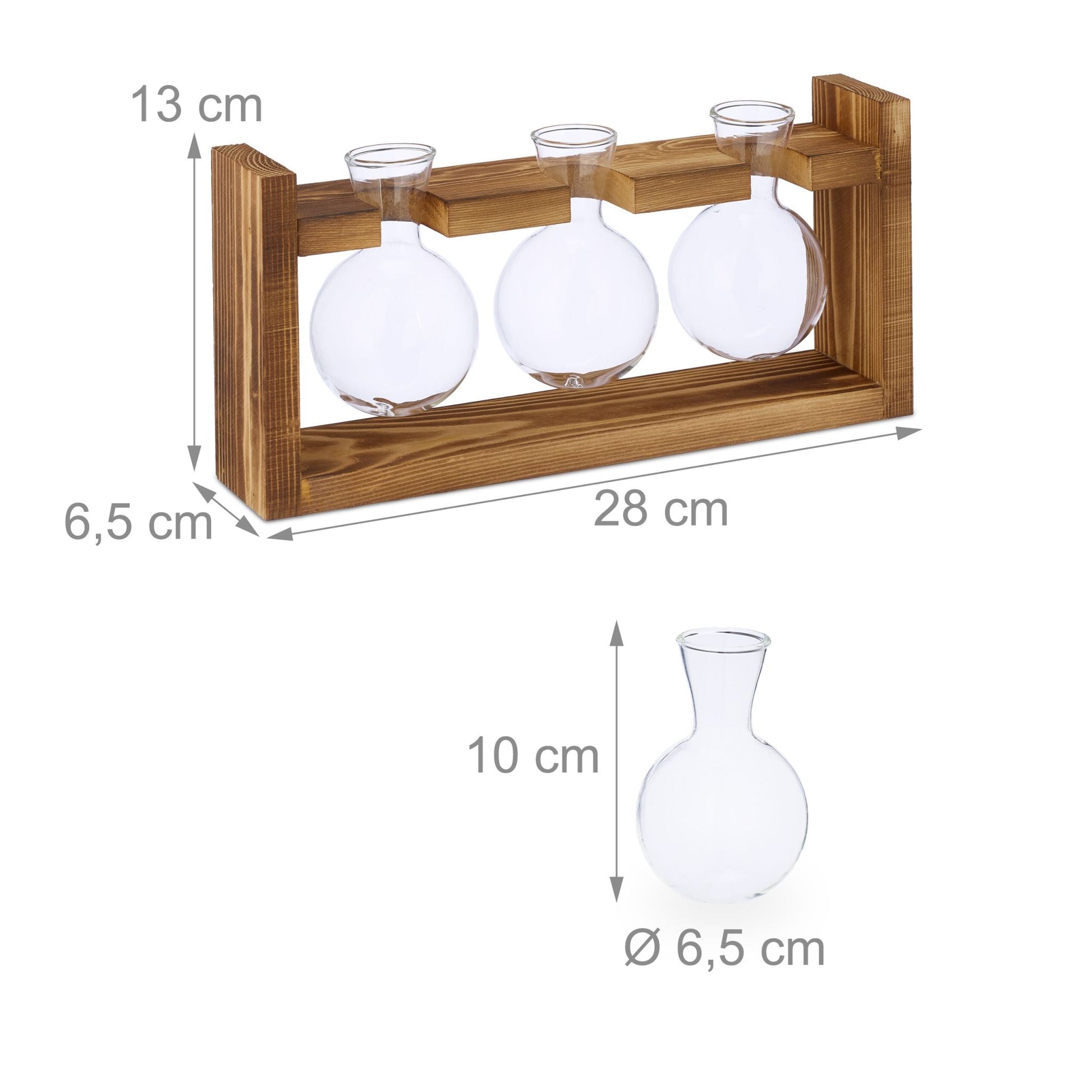 Reagenzglas Vase mit Ständer Braun-Transparent von Relaxdays