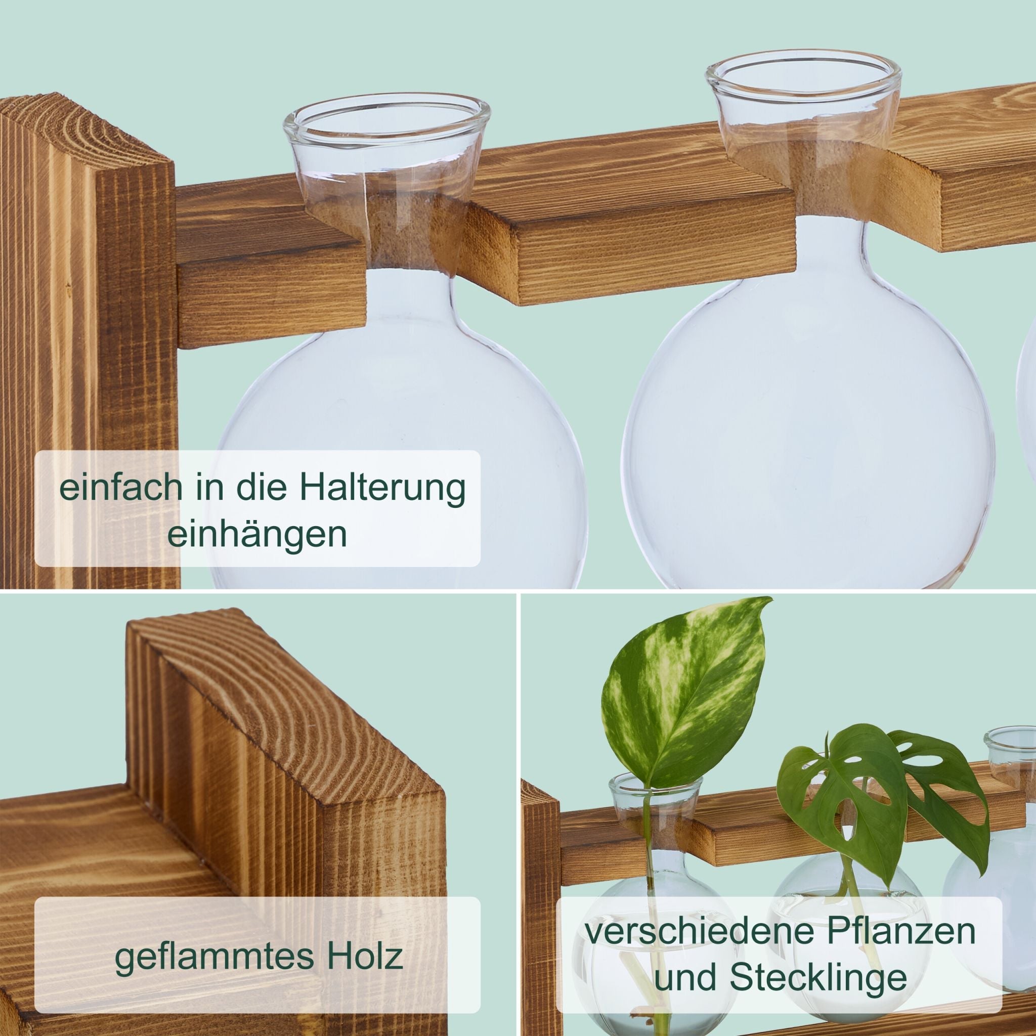 Reagenzglas Vase mit Ständer Braun-Transparent von Relaxdays