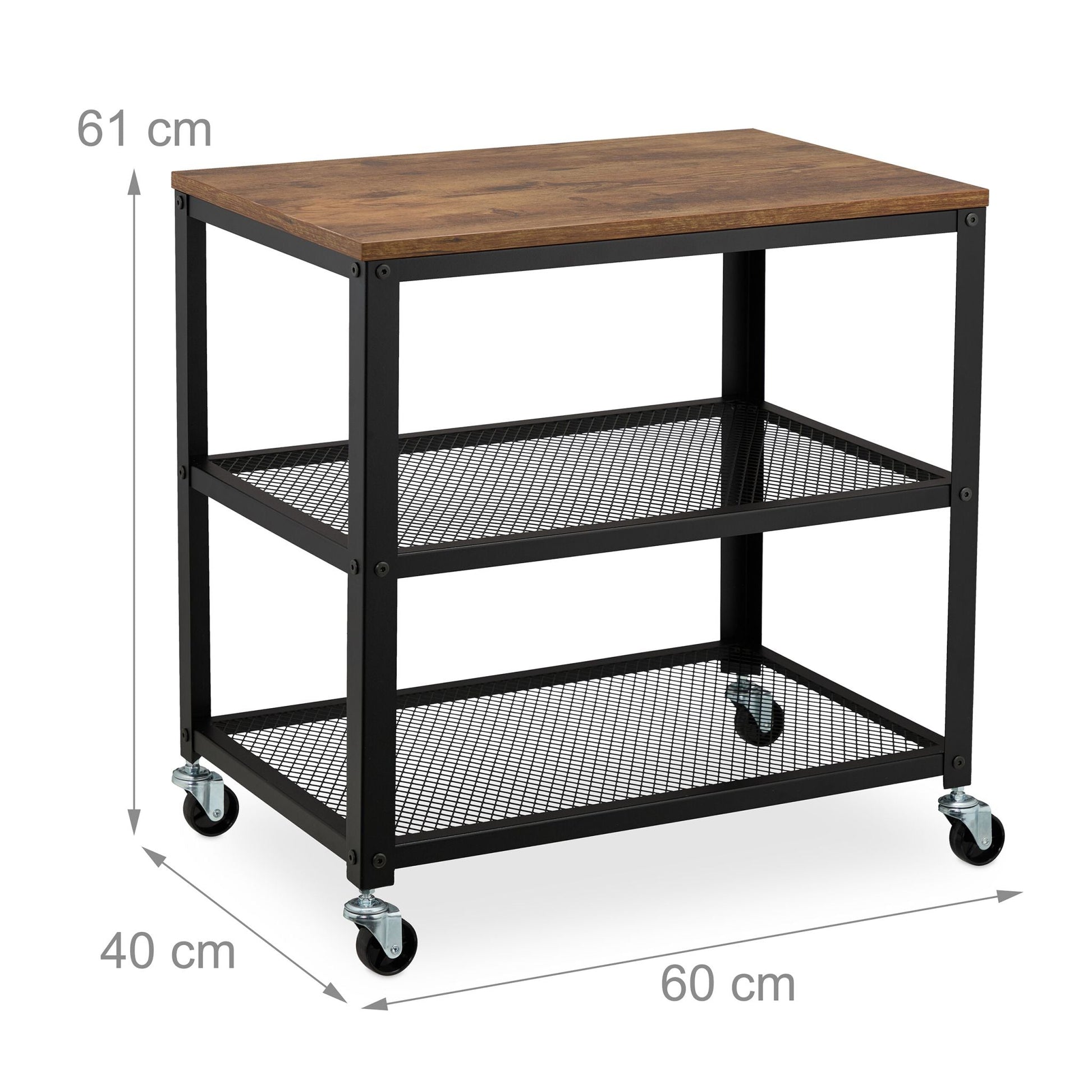 Rollwagen Industrial Design Dunkelbraun-Schwarz von Relaxdays