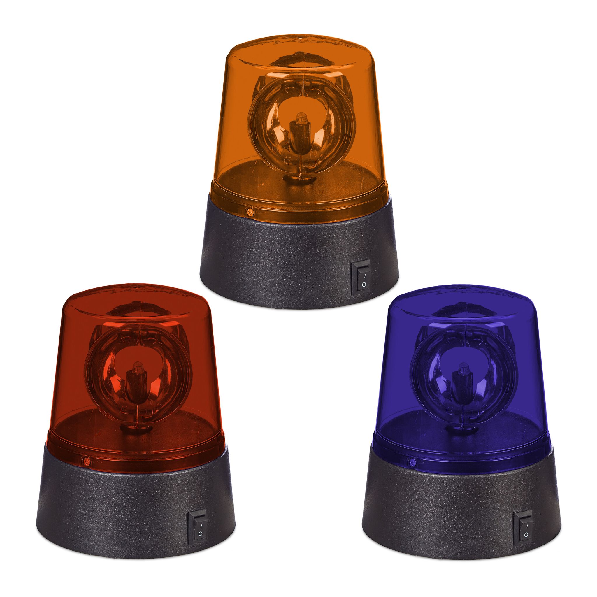 Rundumleuchte 3er-Set Blau-Gelb-Rot von Relaxdays