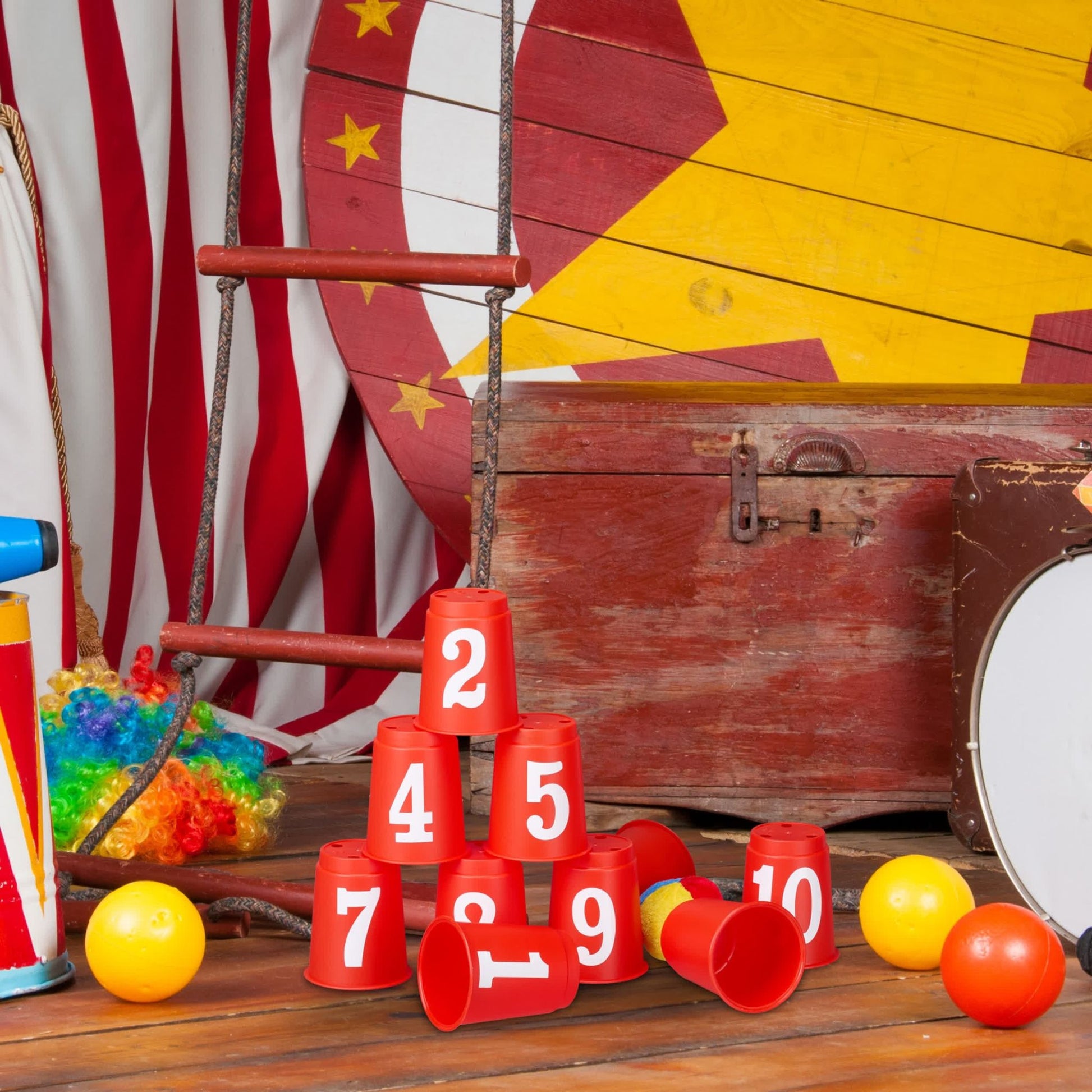 Dosenwerfen für Kinder Weiss-Gelb-Rot von Relaxdays