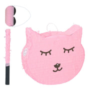 Pinata Katze mit Stab und Maske Rosa-Schwarz von Relaxdays