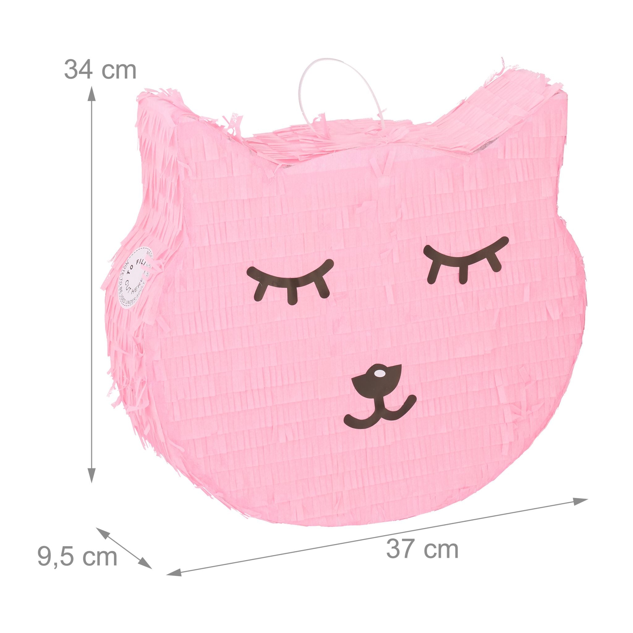 Pinata Katze mit Stab und Maske Rosa-Schwarz von Relaxdays