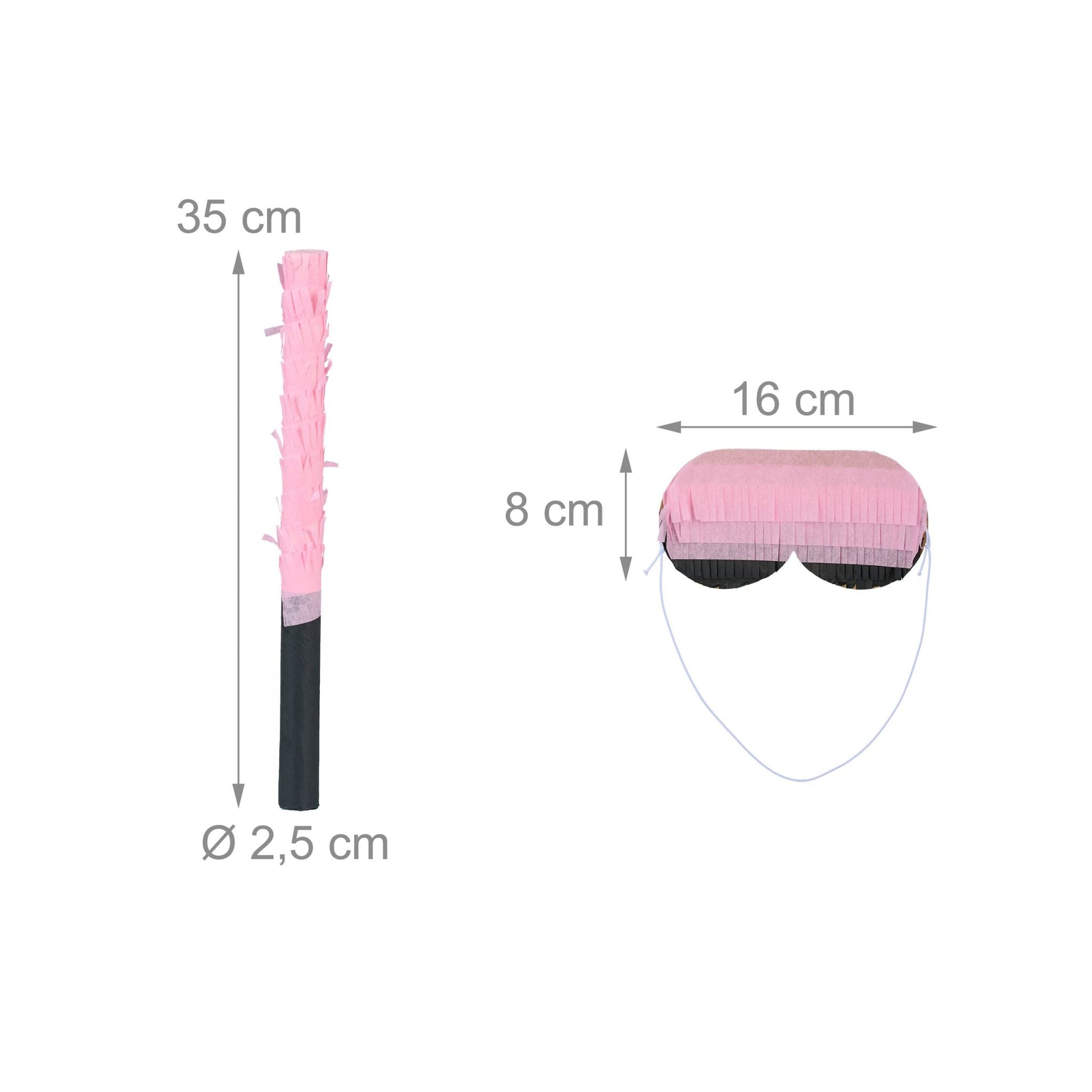 Pinata Katze mit Stab und Maske Rosa-Schwarz von Relaxdays