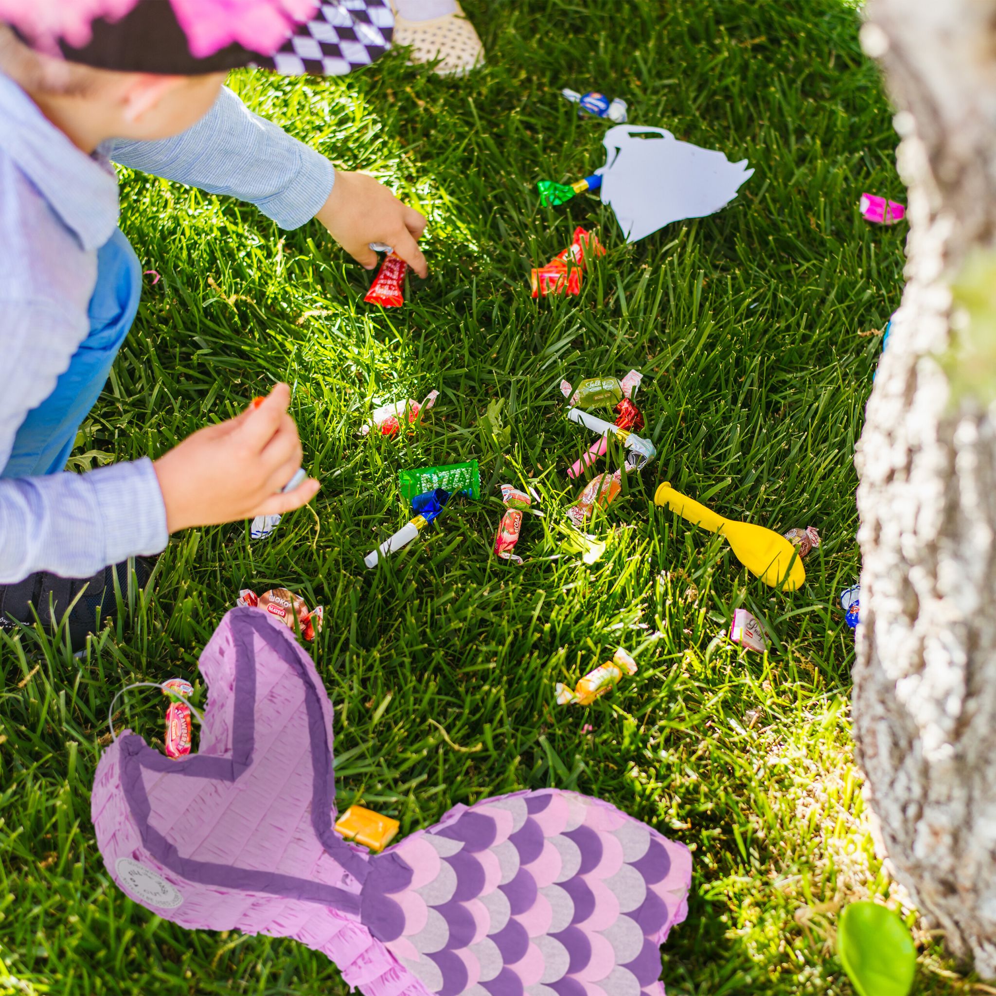 Pinata Meerjungfrau mit Stab und Maske Lila-Rosa von Relaxdays