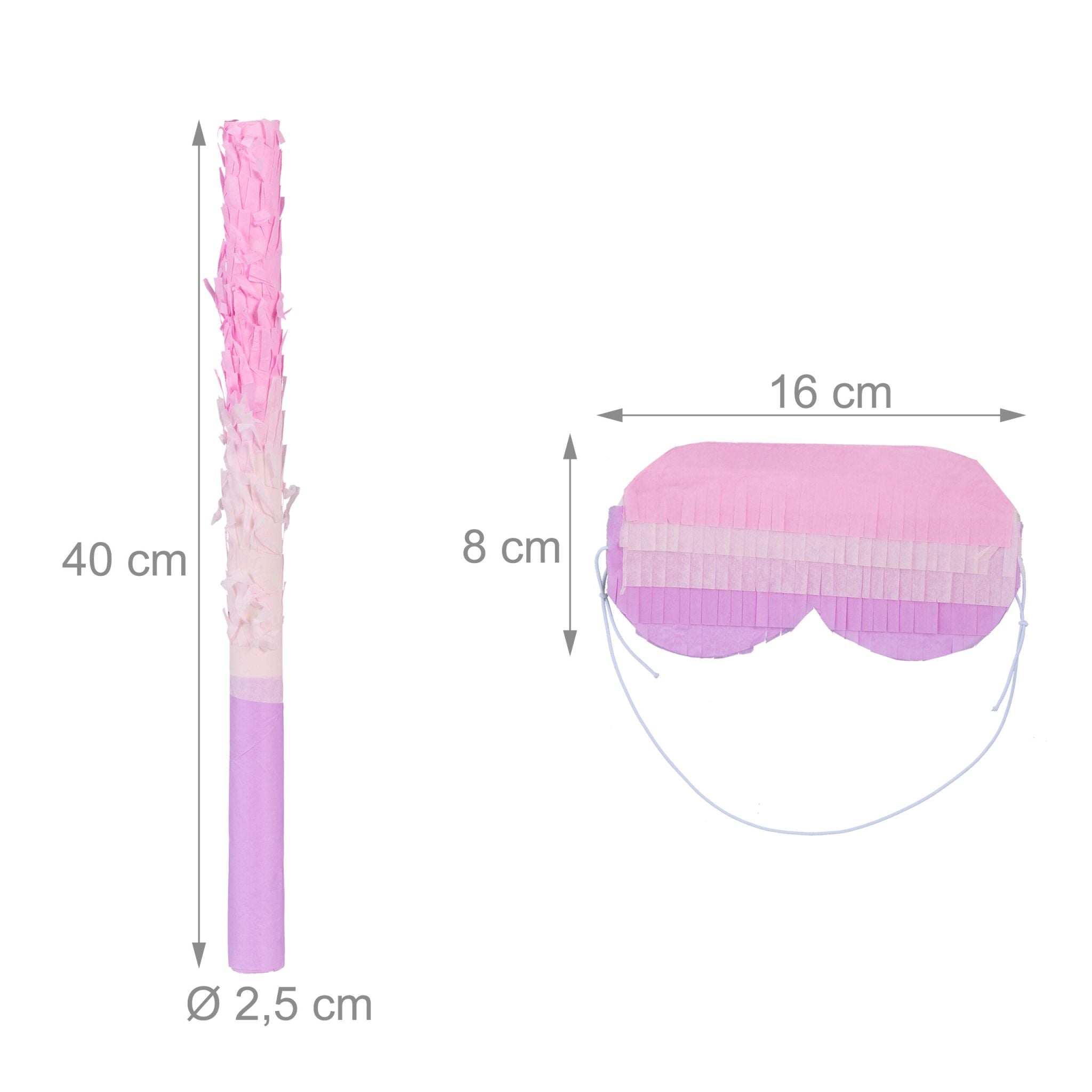 Pinata Meerjungfrau mit Stab und Maske Lila-Rosa von Relaxdays