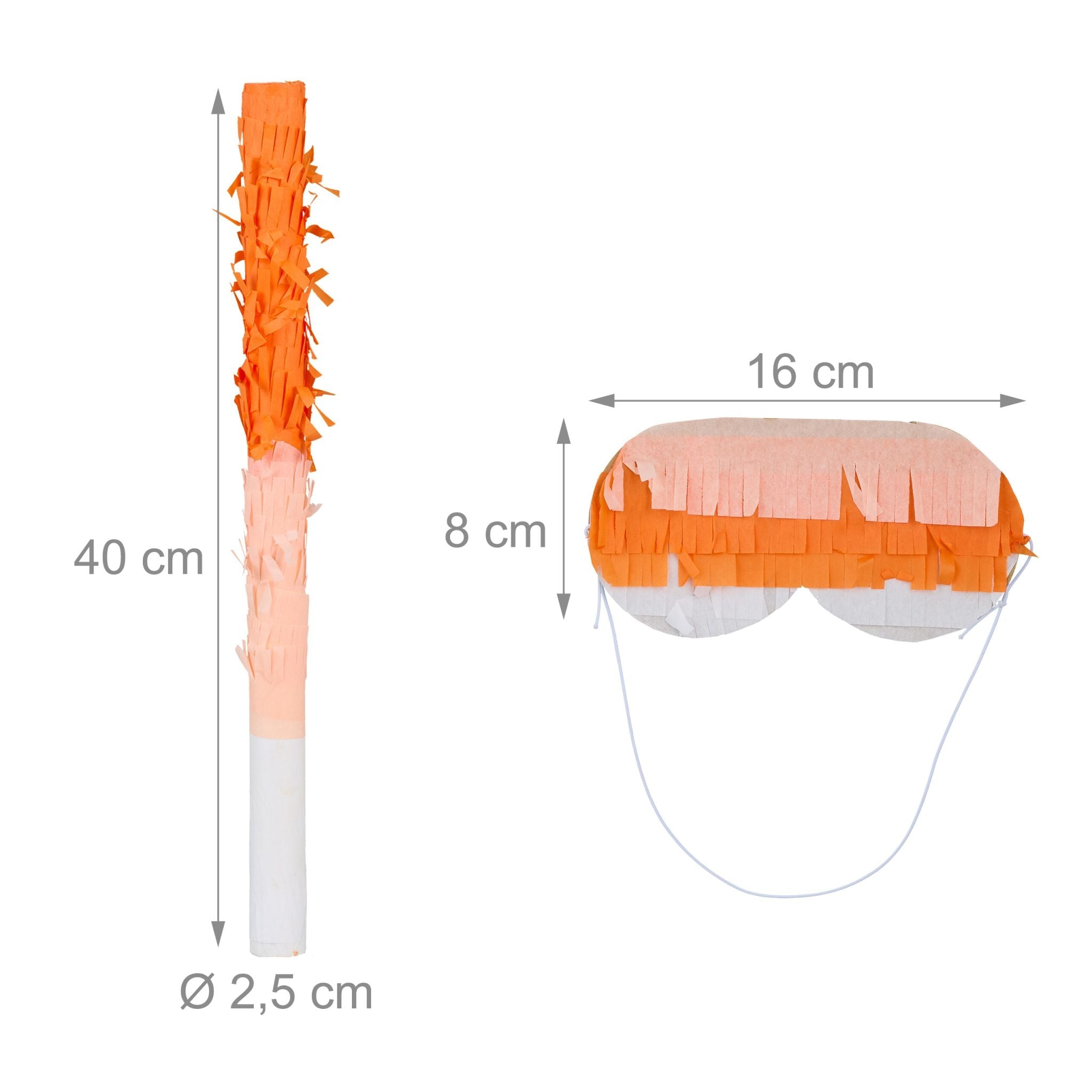 Pinata Flamingo mit Stab und Maske Gold-Orange-Pink von Relaxdays